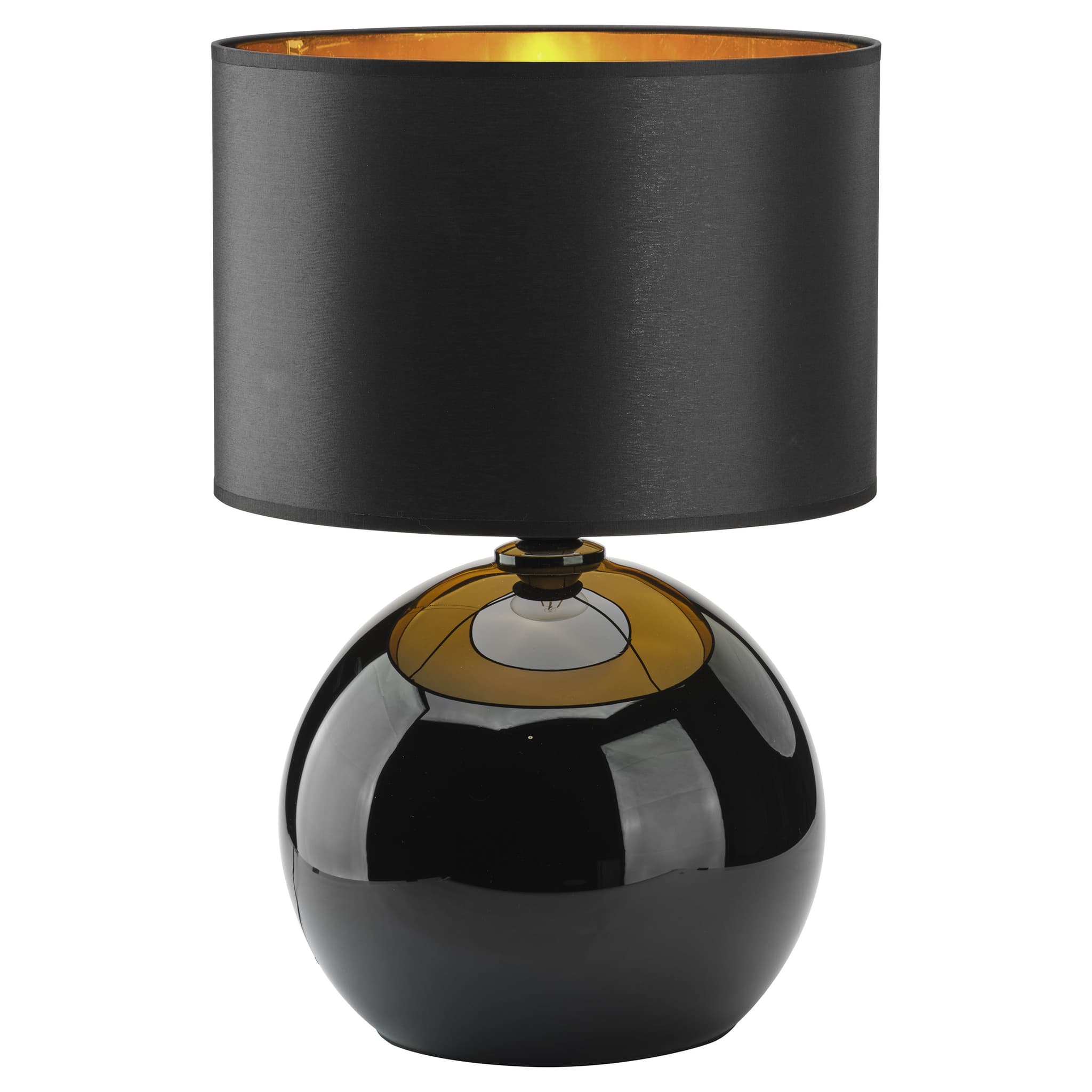 TK Palla bordslampa - guld, svart tyg och svart glas