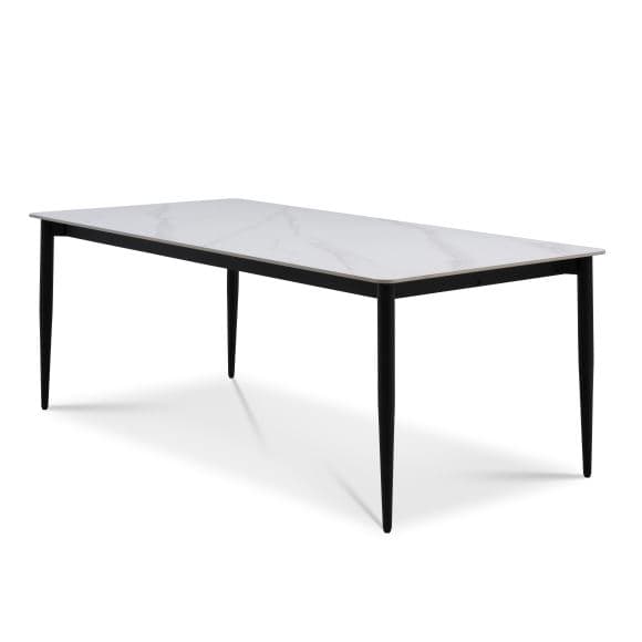 Arctic Classic matbord, rektangulärt - vit keramik och svart metall (100x220)