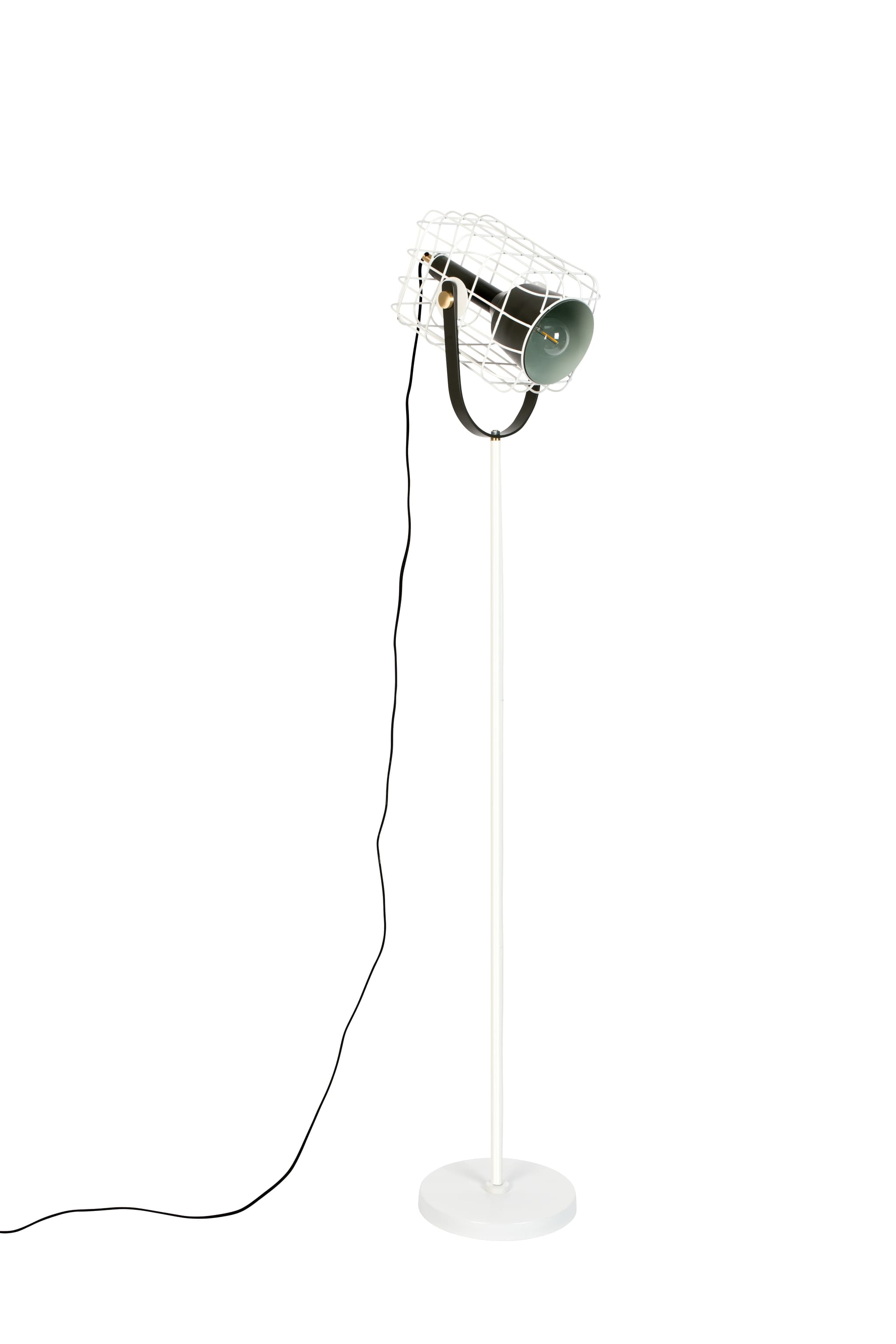 WHITE LABEL LIVING Golvlampa i bur  vit aluminium