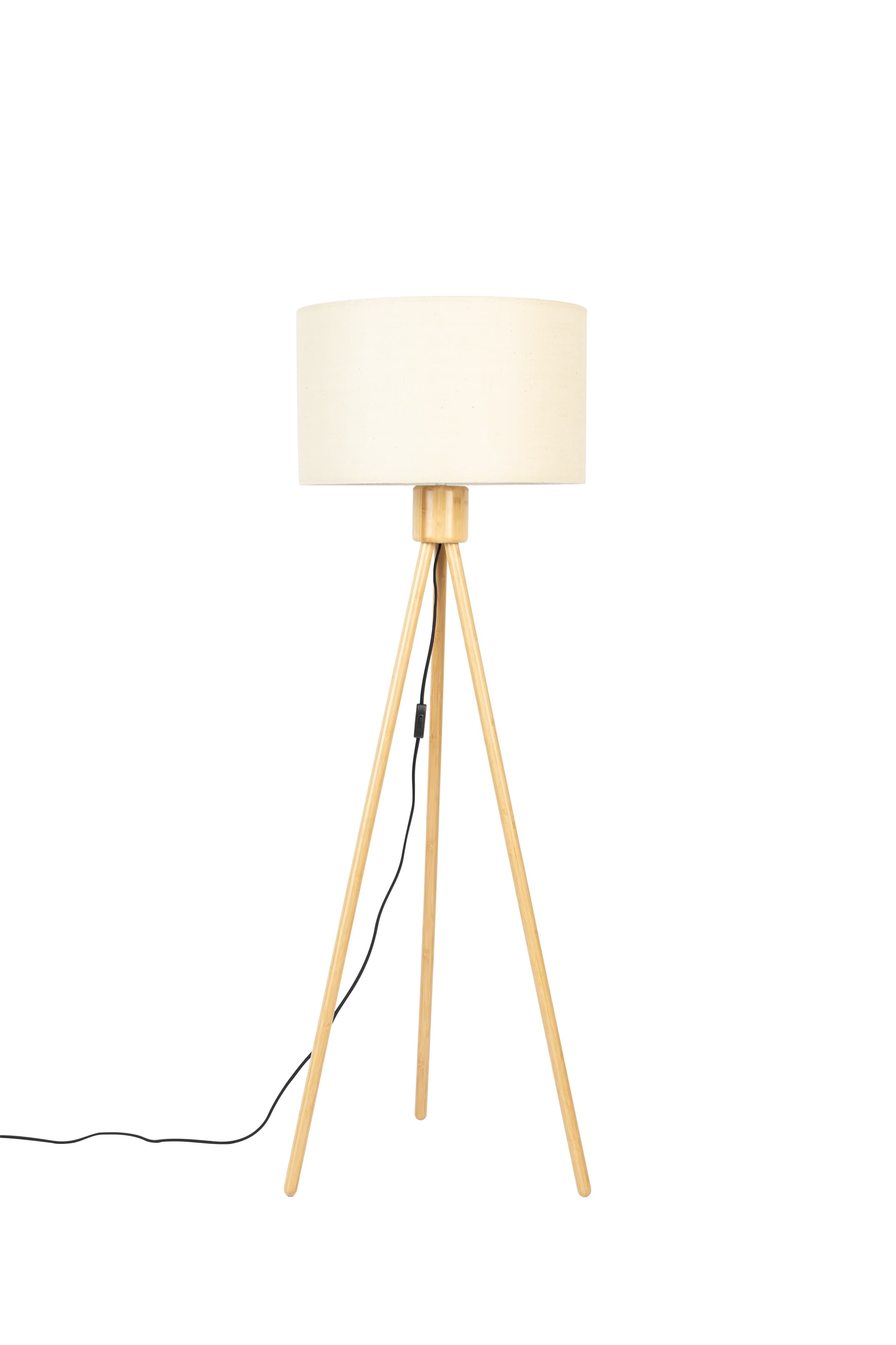 ZUIVER Fläktgolvlampa - vit och naturlig bambu