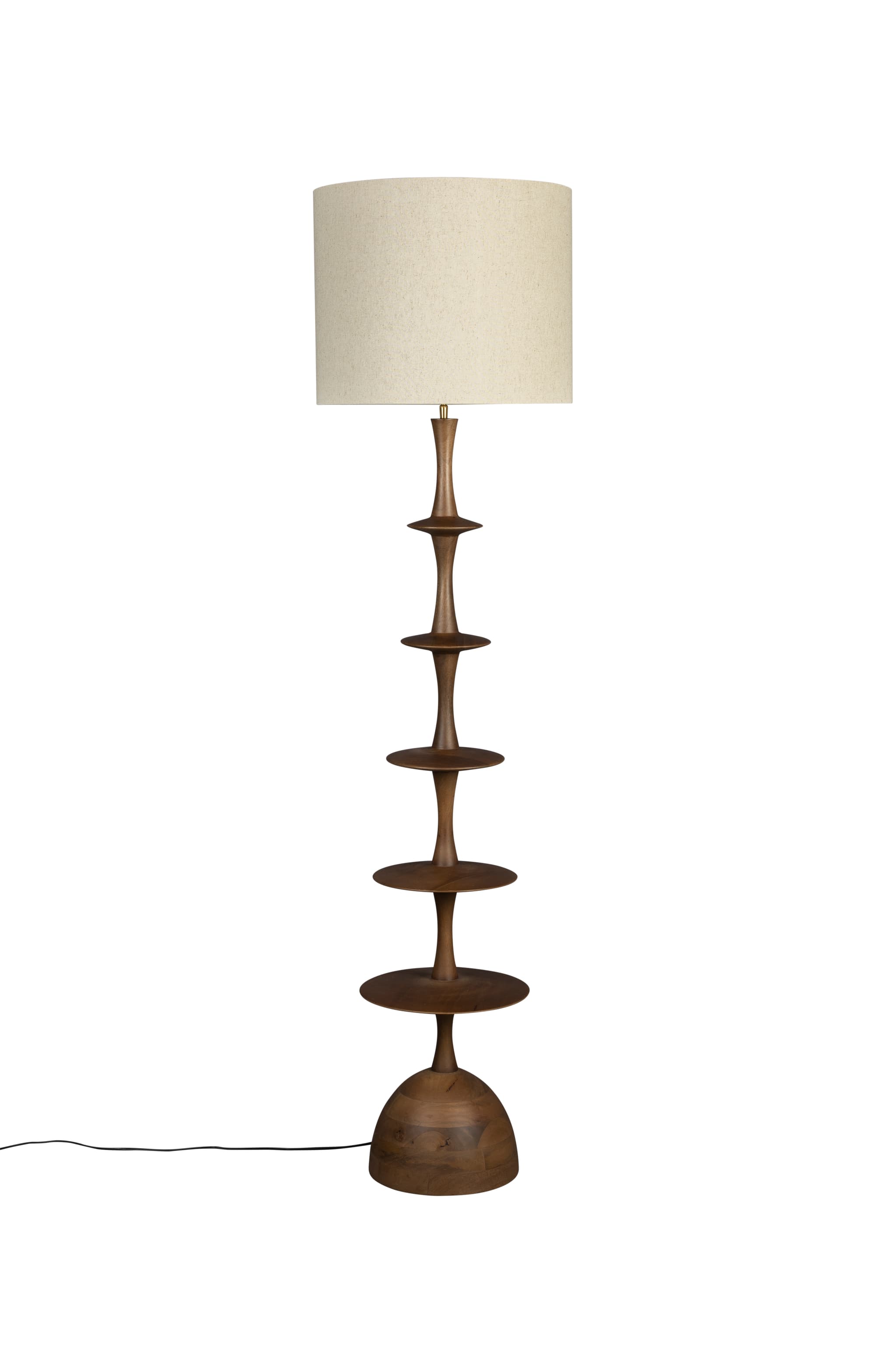DUTCHBONE Cath golvlampa - linne och valnötsfärgat mangoträ
