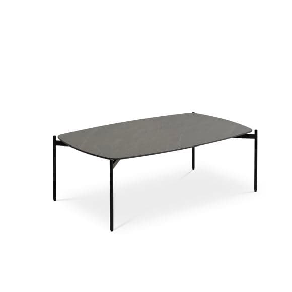 Malta soffbord, rektangulärt - antracitgrå keramik och svart metall (120x70xH:42)