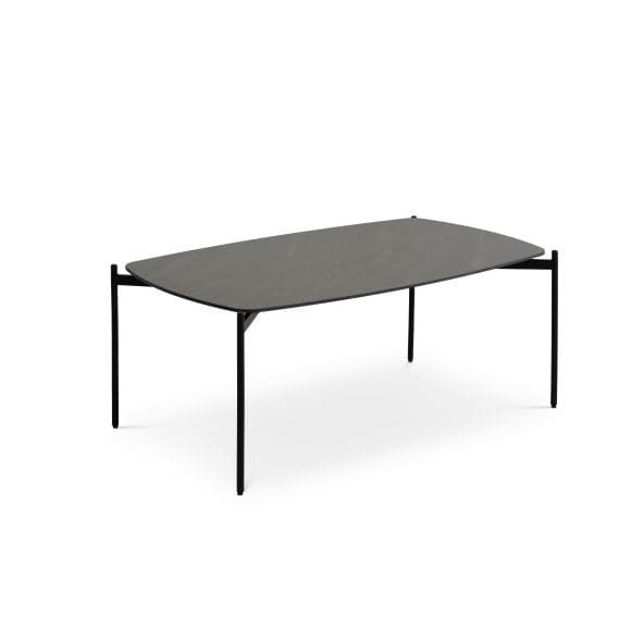 Malta soffbord, rektangulärt - antracitgrå keramik och svart metall (120x70xH:50)
