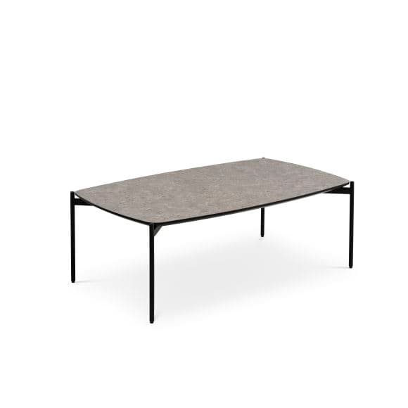 Malta soffbord, rektangulärt - beige terrazzo HPL och svart metall (120x70xH:42)