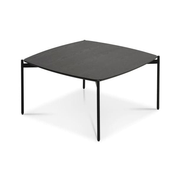 Malta soffbord, fyrkantigt - svart askfaner och svart metall (80x80xH:42)