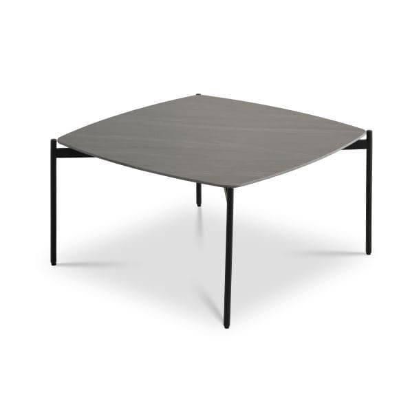 Malta soffbord, fyrkantigt - antracitgrå keramik och svart metall (80x80xH:50)