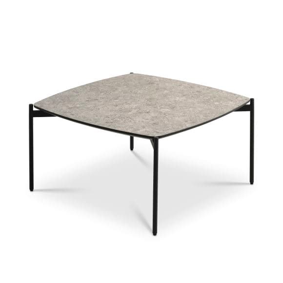 Malta soffbord, fyrkantigt - beige terrazzo HPL och svart metall (80x80xH:42)