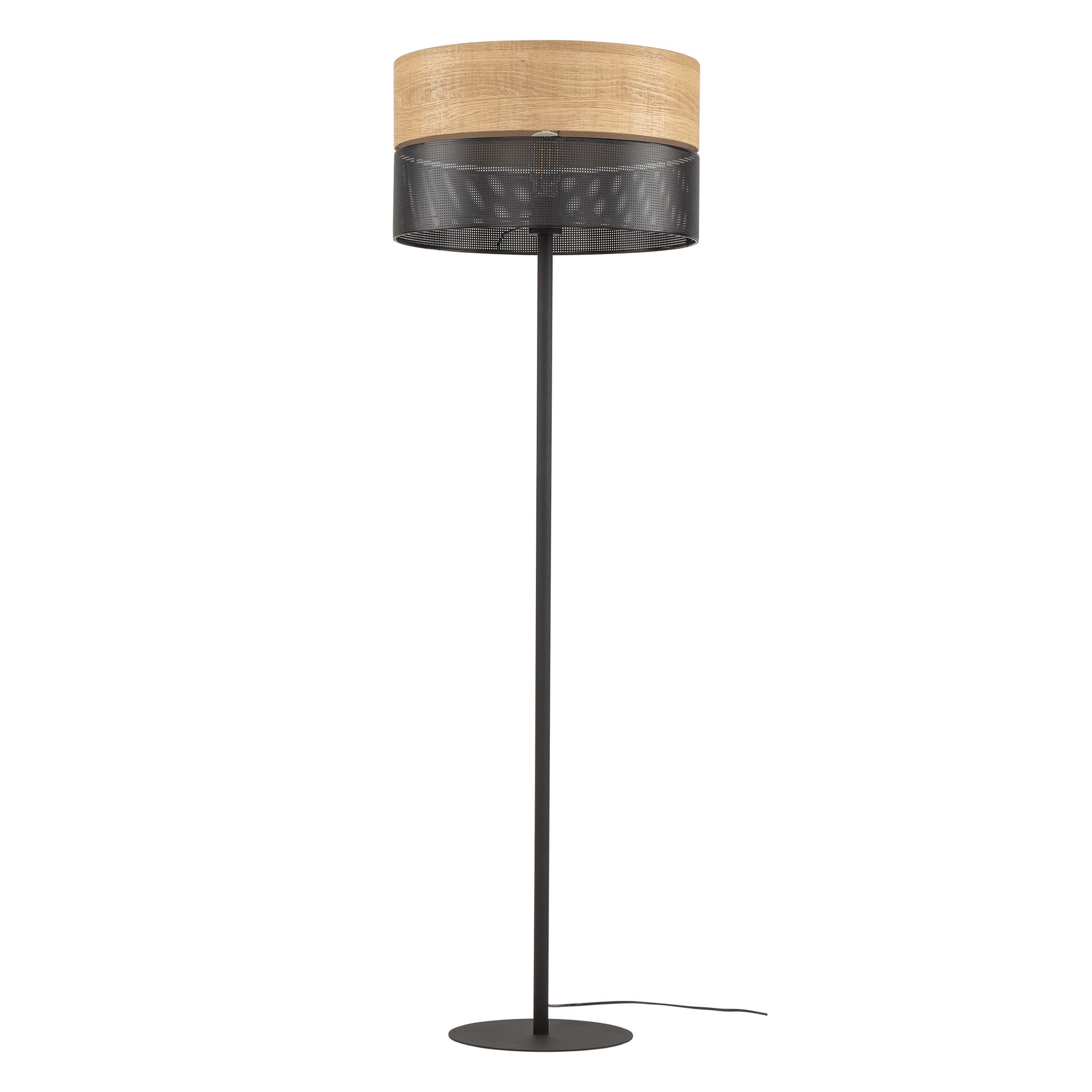 TK Nicol golvlampa - naturfaner och svart PVC-folie/metall