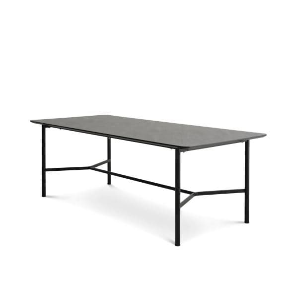 Bering matbord, rektangulärt - antracitgrå HPL och svart metall (100x220)
