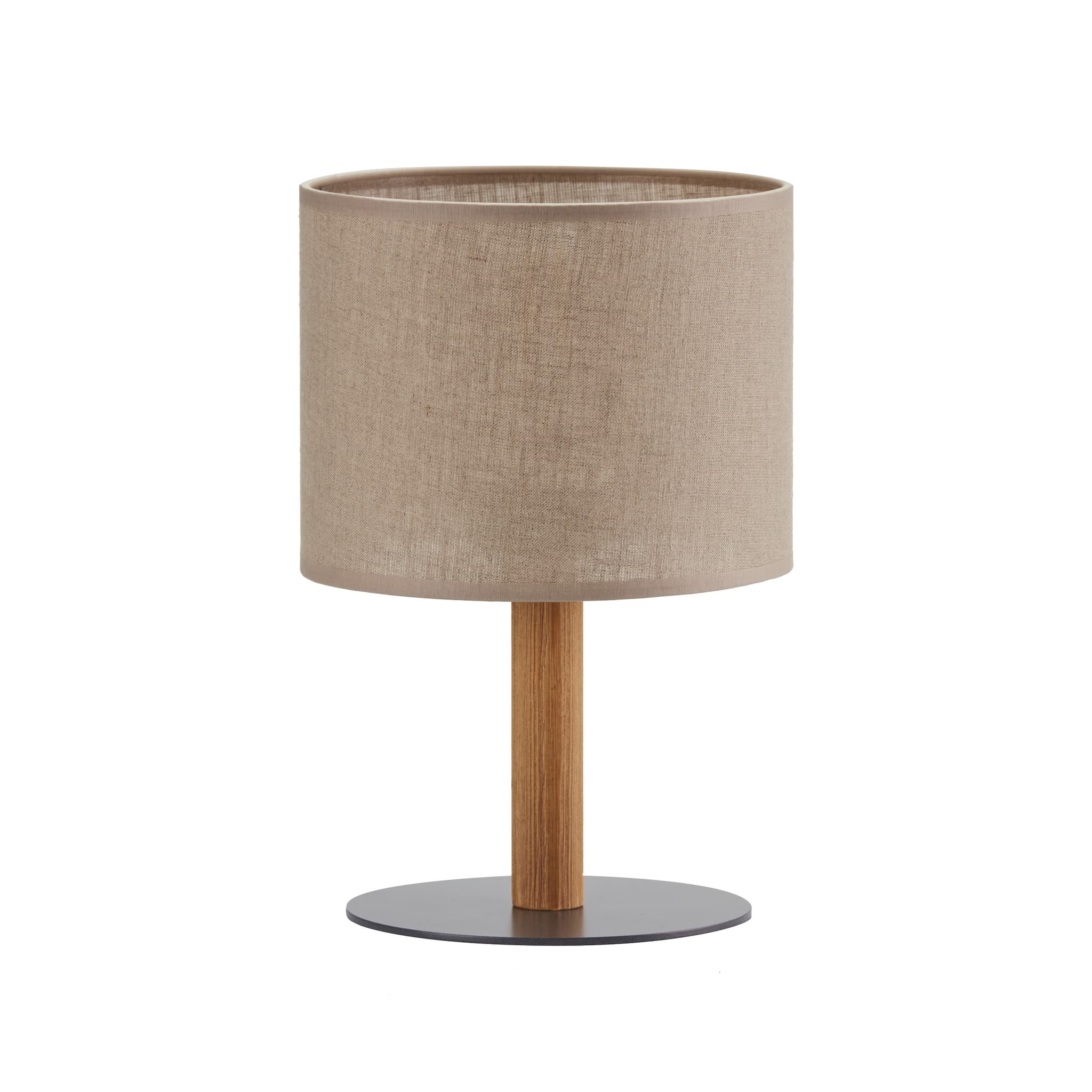 TK Deva bordslampa, rund - naturtyg/furu och svart stål