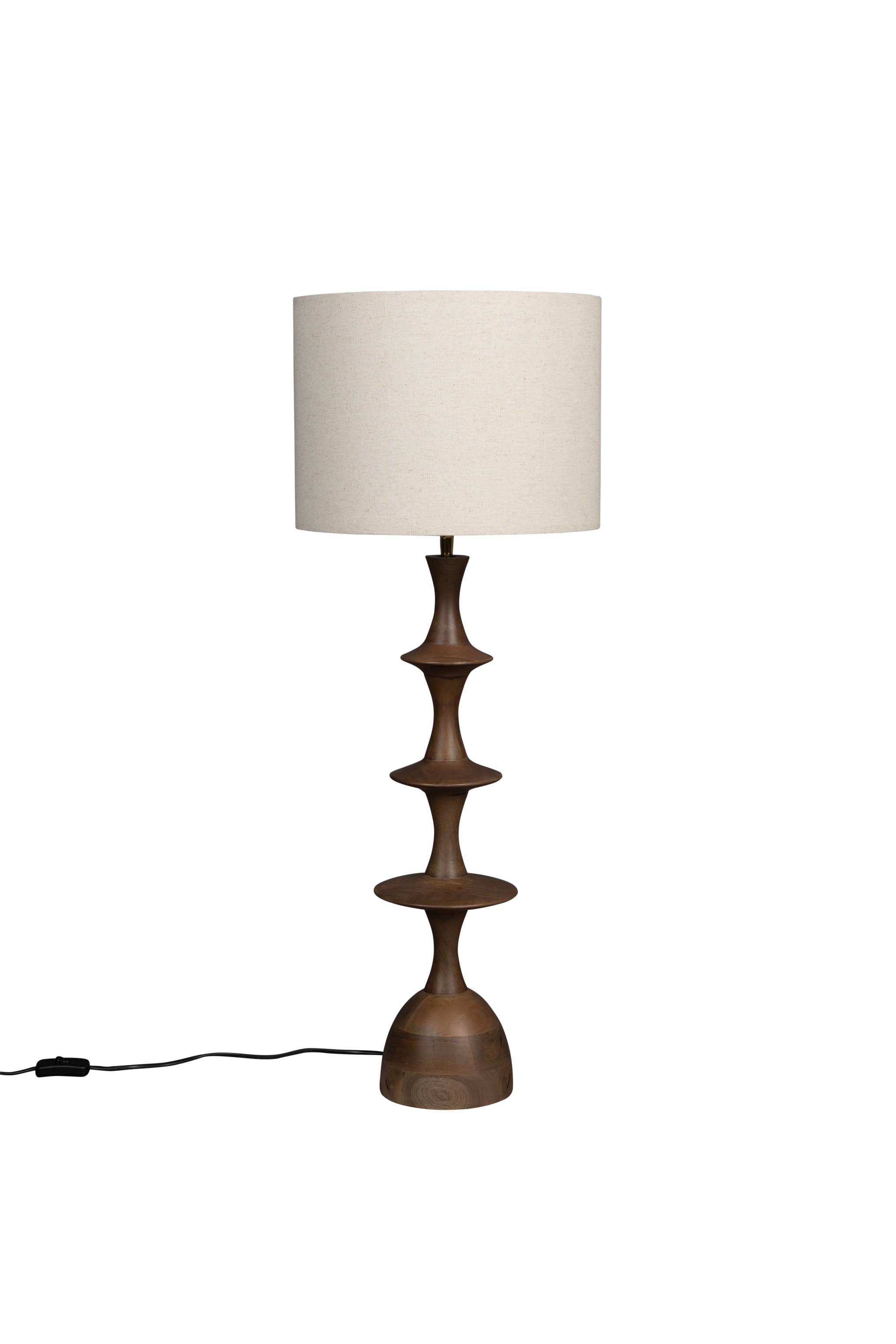 DUTCHBONE Cath bordslampa - linne och valnötsfärgat mangoträ