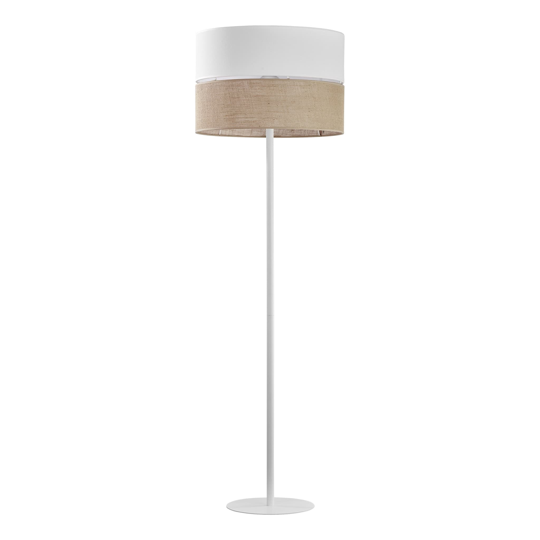 TK Linobianco golvlampa - brun jute, vitt tyg och vit metall