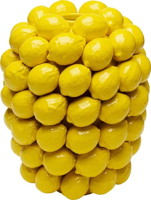 KARE DESIGN Citronjuice vas, rund - gult porslin (H:40cm)