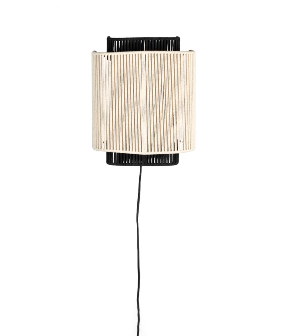 DUTCHBONE Elon vägglampa - beige/svart rep och svart metall