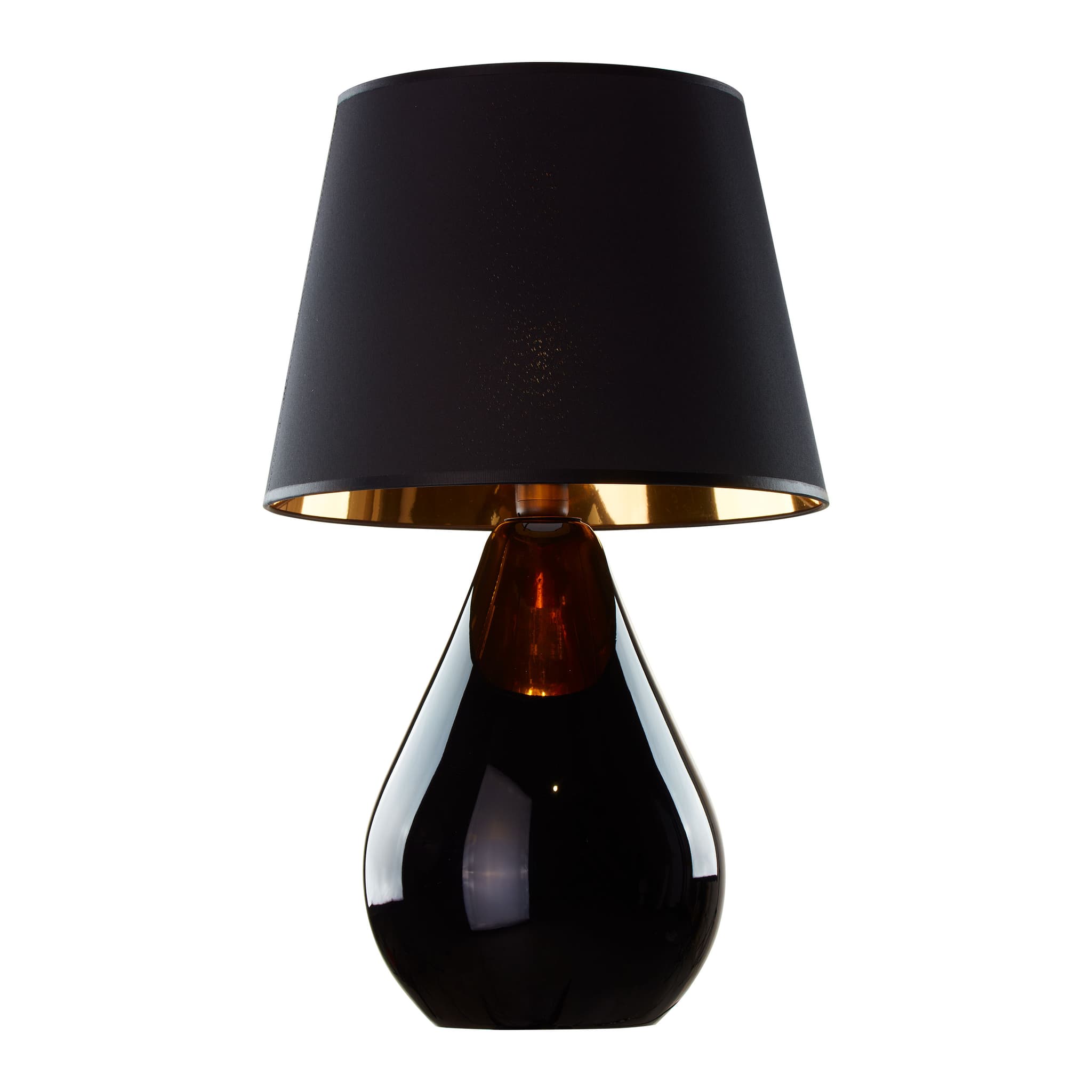 TK Lacrima bordslampa - guld, svart tyg och svart glas