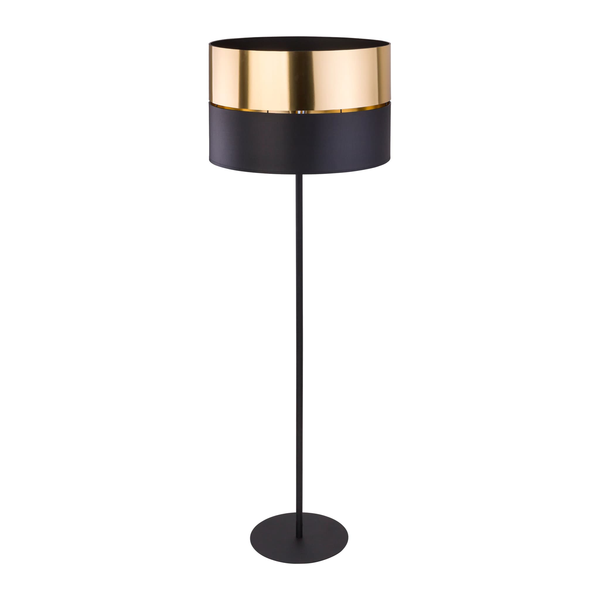 TK Hilton golvlampa - guldmetall och svart tyg