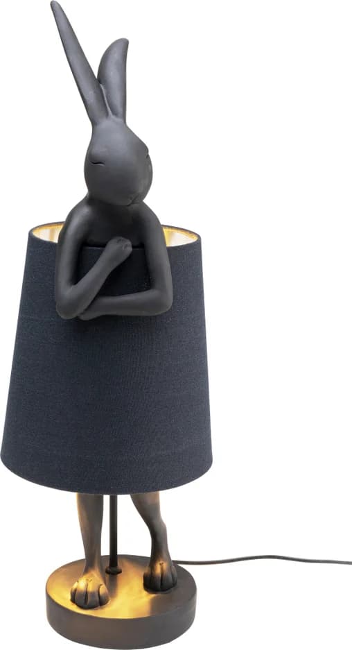 KARE DESIGN Animal Rabbit bordslampa - svart linne och polyresin/stål