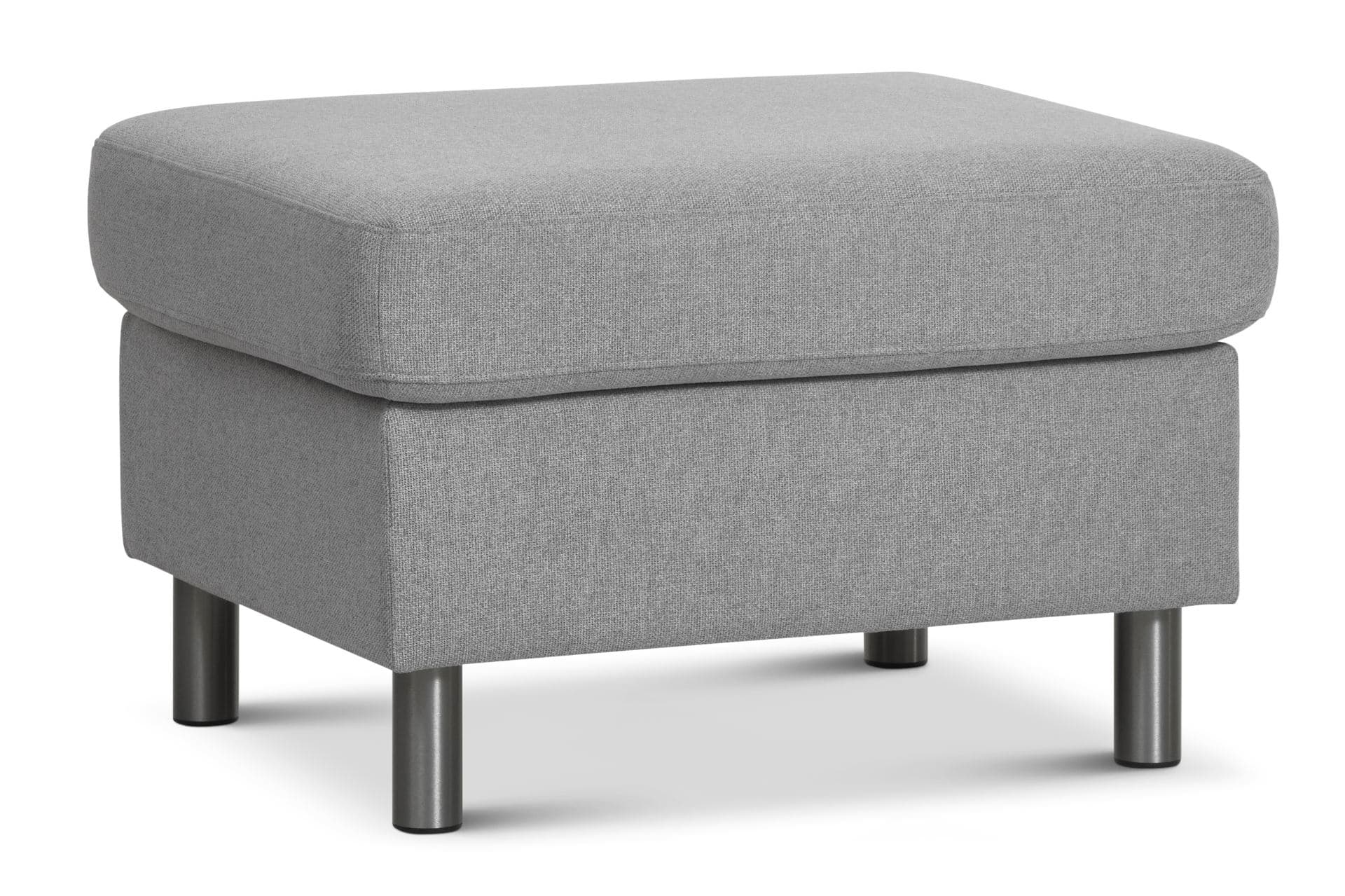 Wendy-puff, rektangulär - grått polyestertyg och borstad aluminium (85x72)