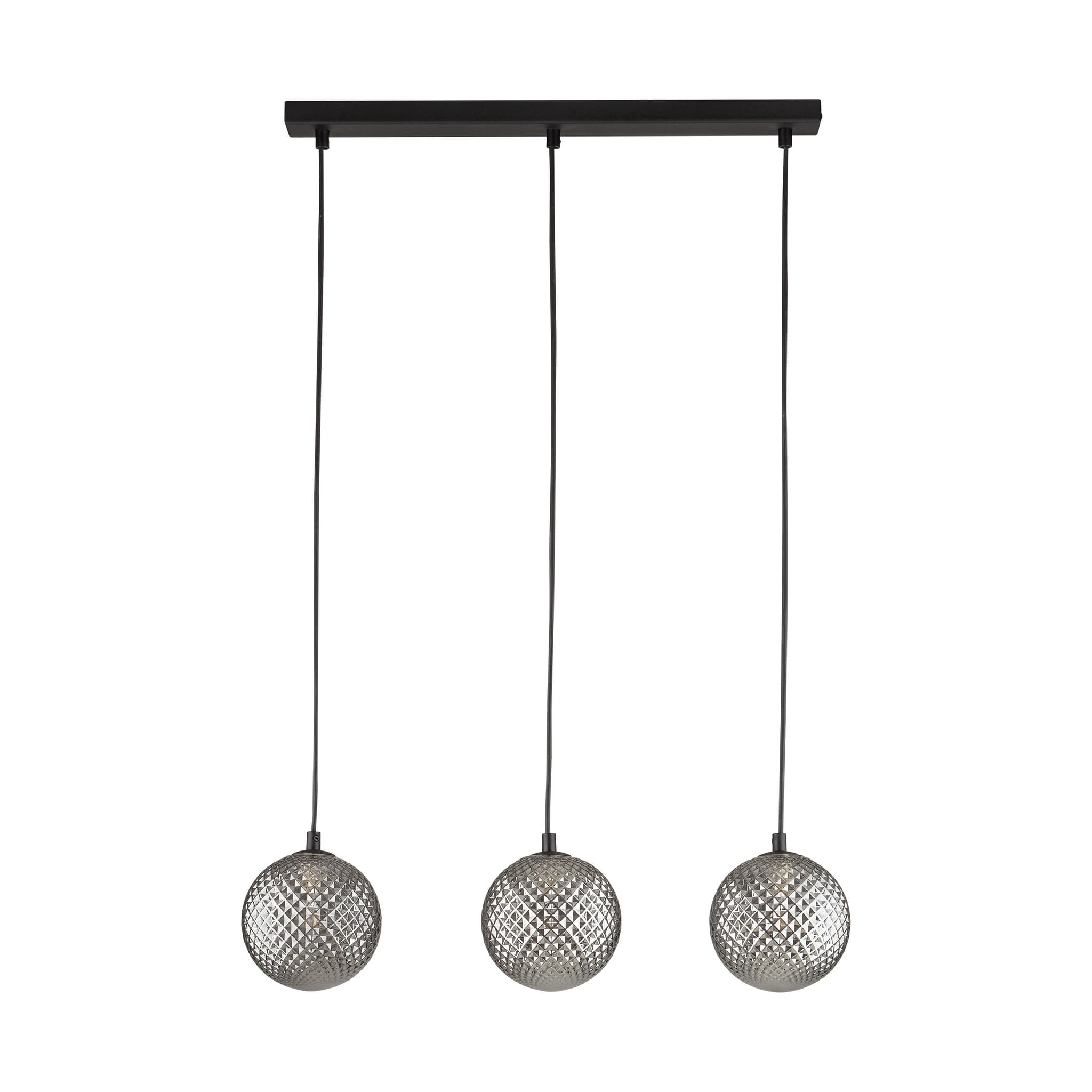 TK Elena taklampa, w. 3 skärmar - grafitglas och svart metall