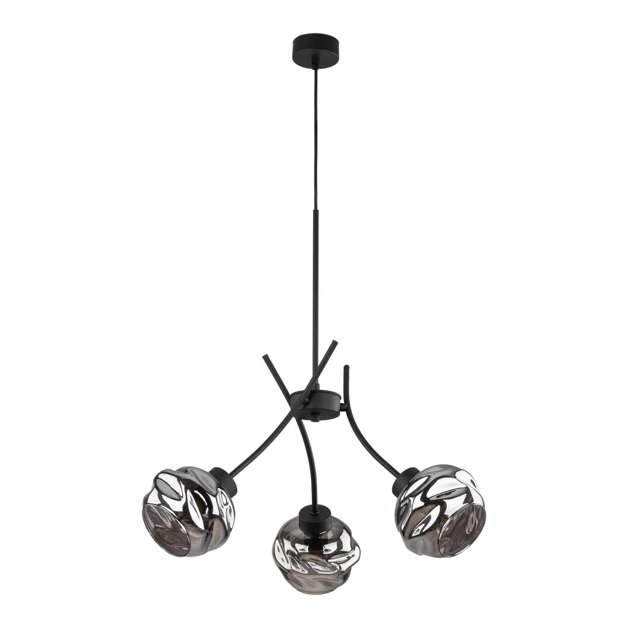 TK Zulia taklampa, w. 3 skärmar - glas och svart metall