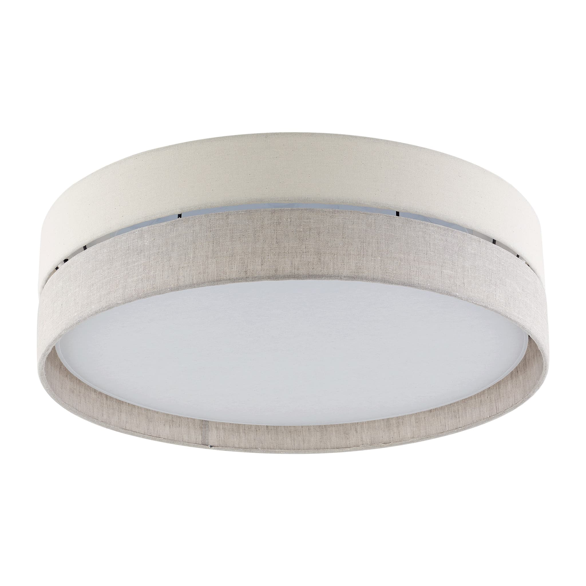 TK Eco taklampa, rund - naturtyg och vit metall