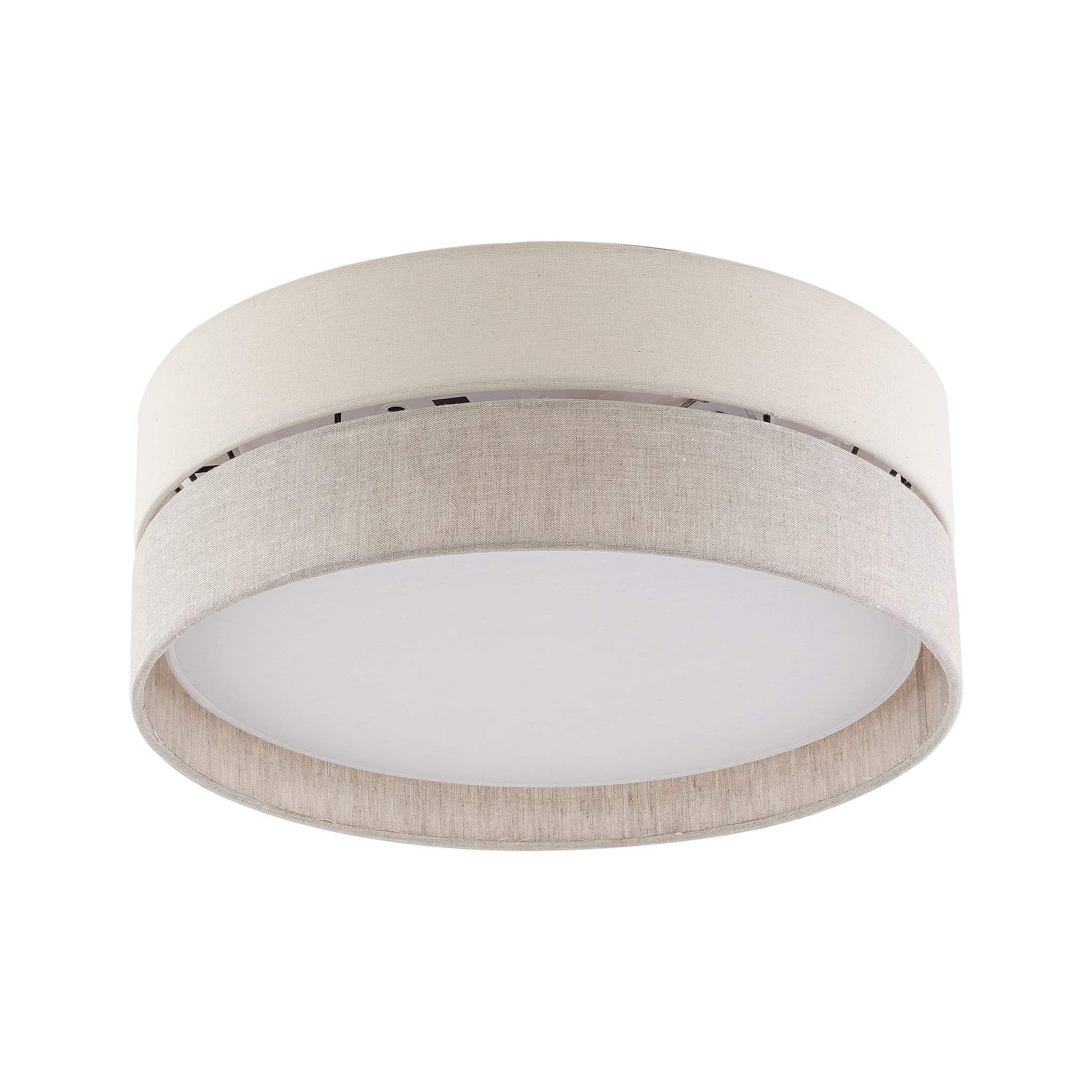 TK Eco taklampa 450, rund - naturtyg och vit metall