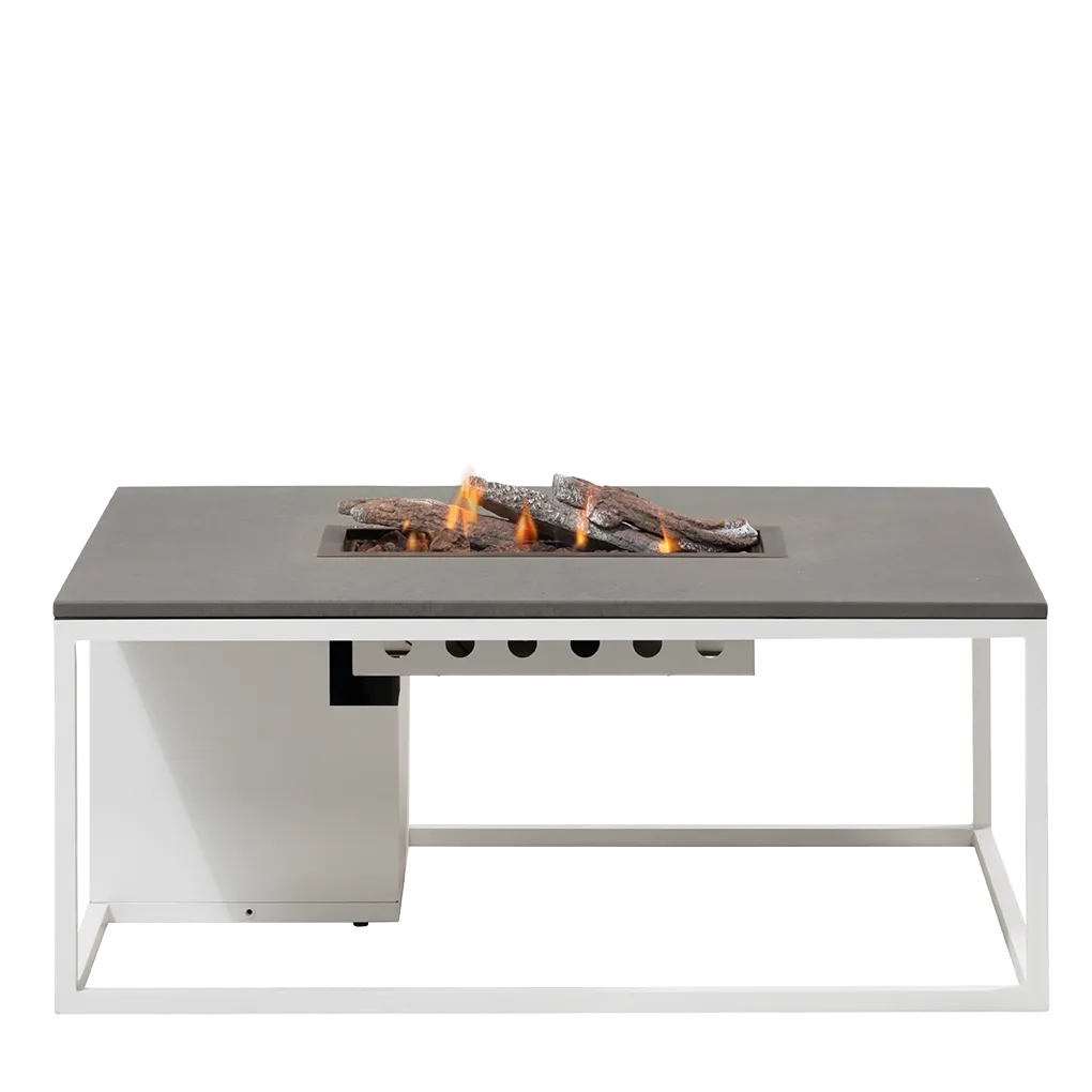COSI FIRES Cosiloft 120 lounge eldbord, rektangulärt - grått och vitt aluminium (120x80)