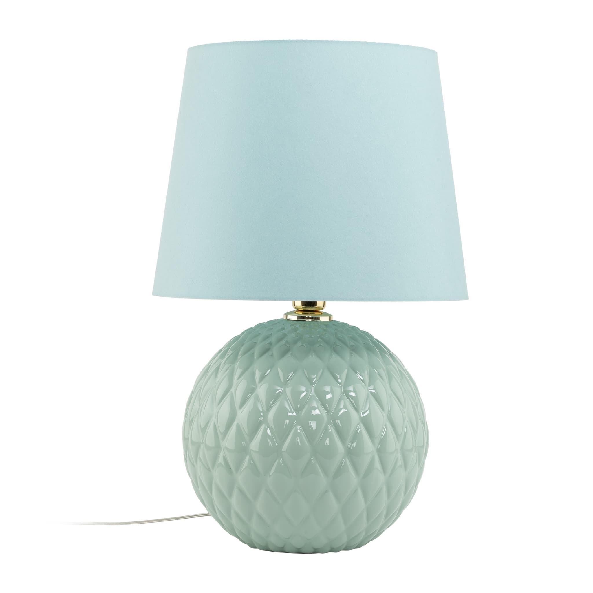 TK Santana bordslampa - mintgrönt tyg och mintgrönt glas