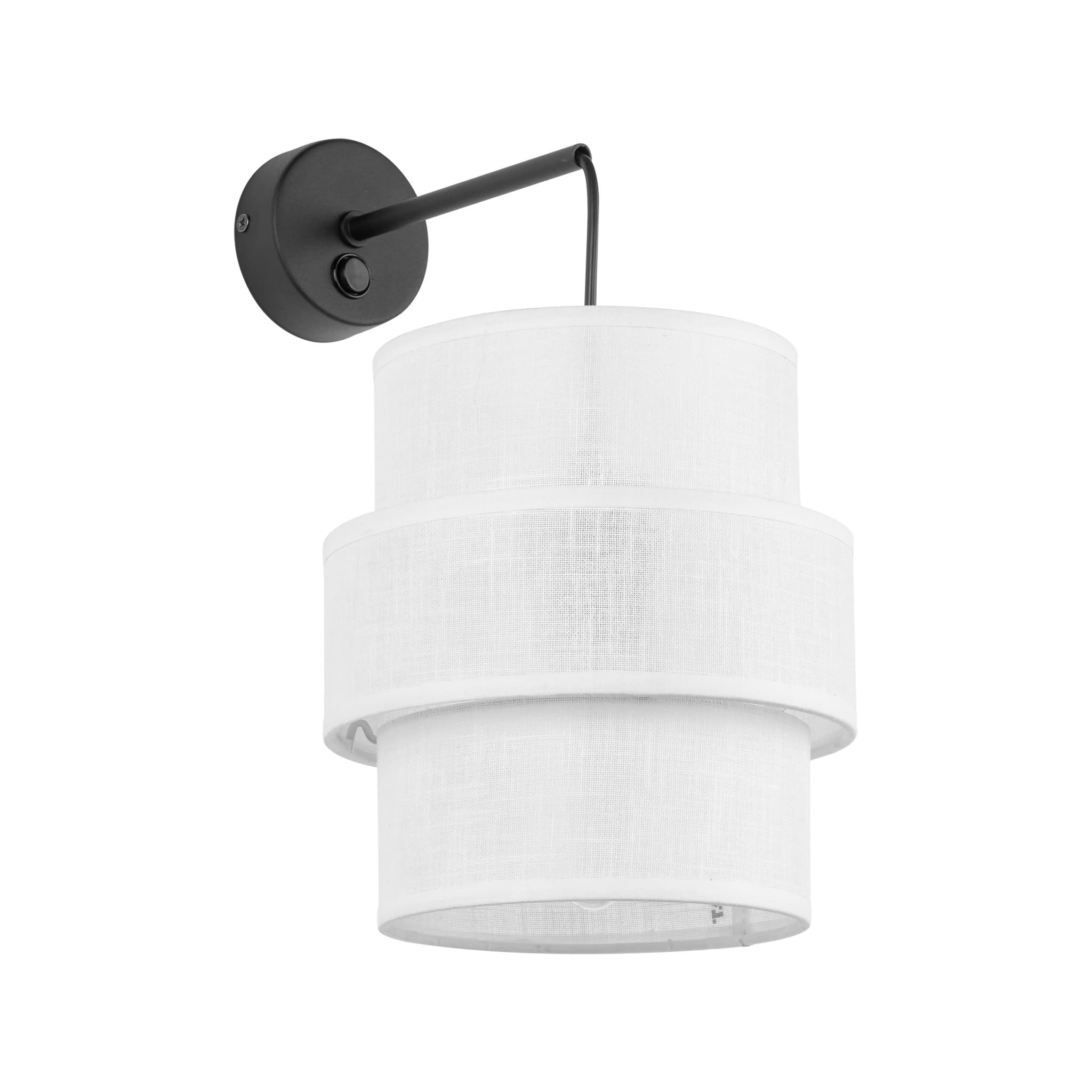TK Calisto vägglampa - vitt tyg och svart metall