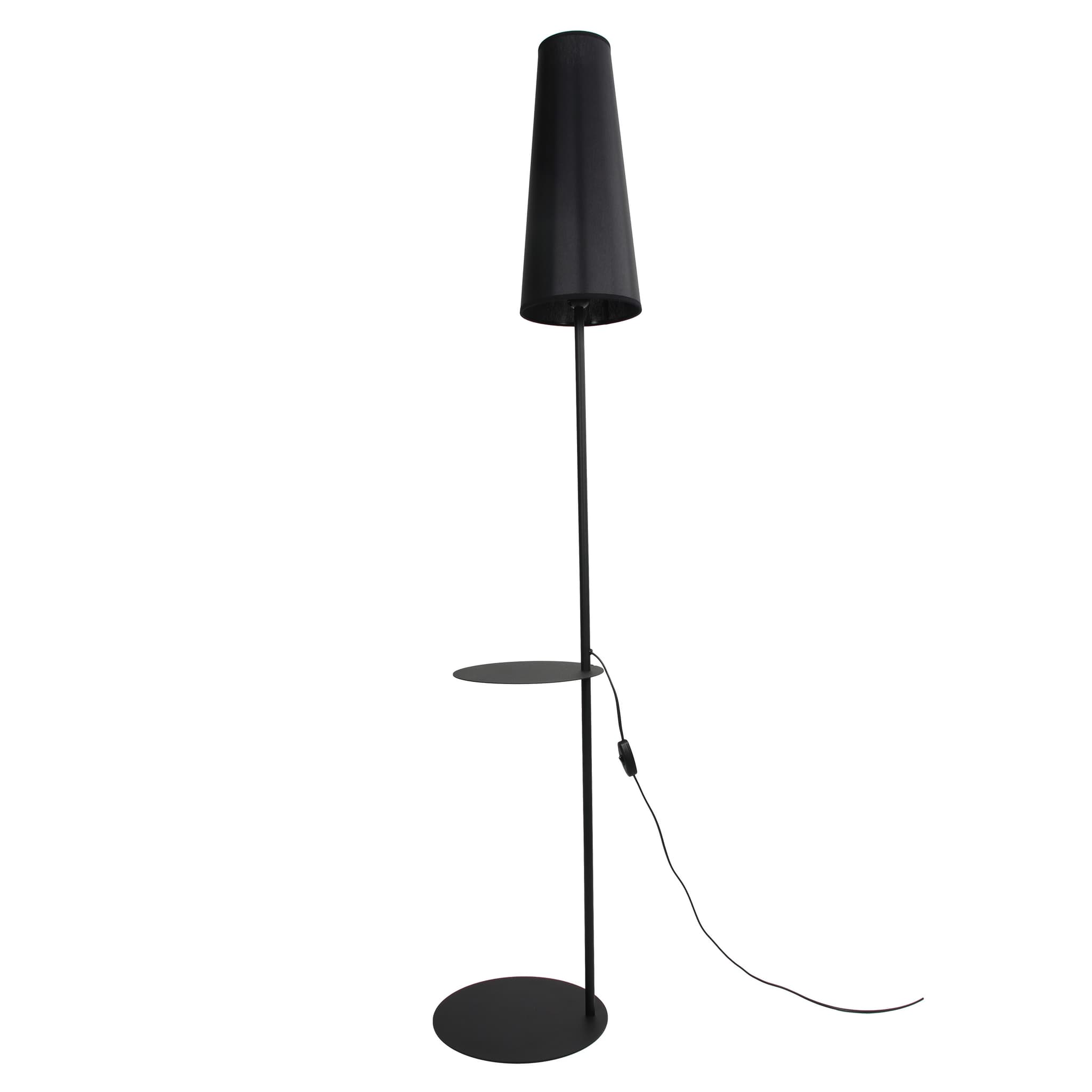 TK Zing golvlampa, w. 1 hylla - svart tyg och svart metall