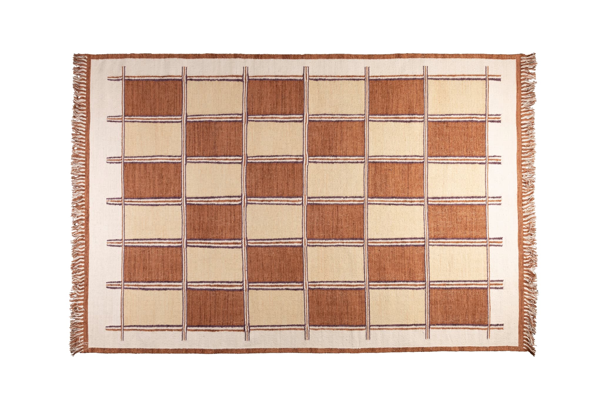 DUTCHBONE Gambit matta, rektangulär - terrakotta och mångfärgad bomull (160x230)