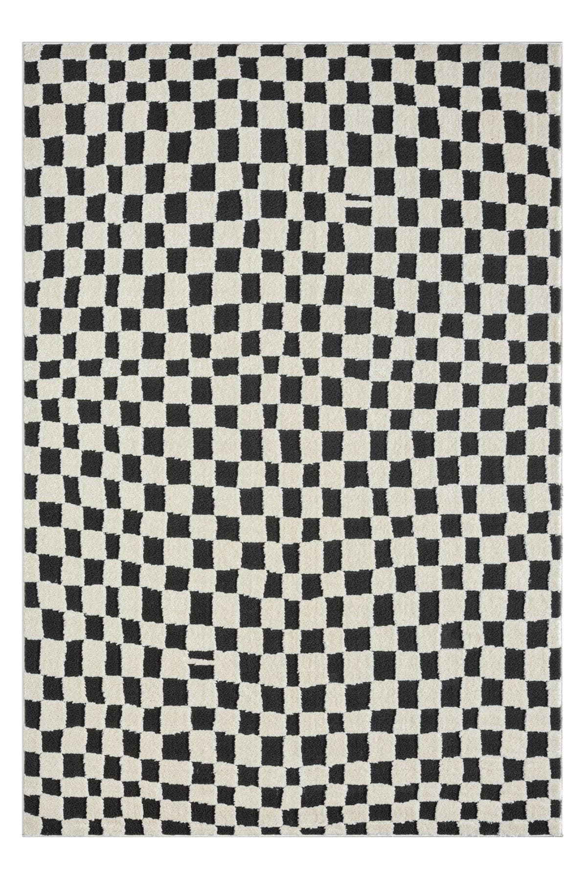 TEPPI Jung matta med mönster, rektangulär - svart polyester (160x230)