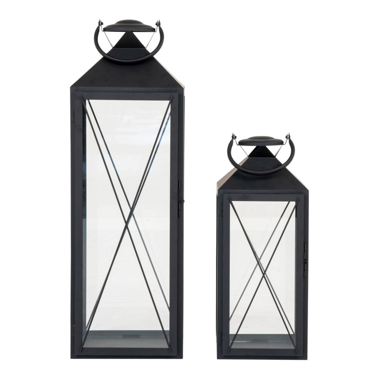 HOUSE NORDIC Casa-lykta, med handtag - glas och svart stål (set med 2)