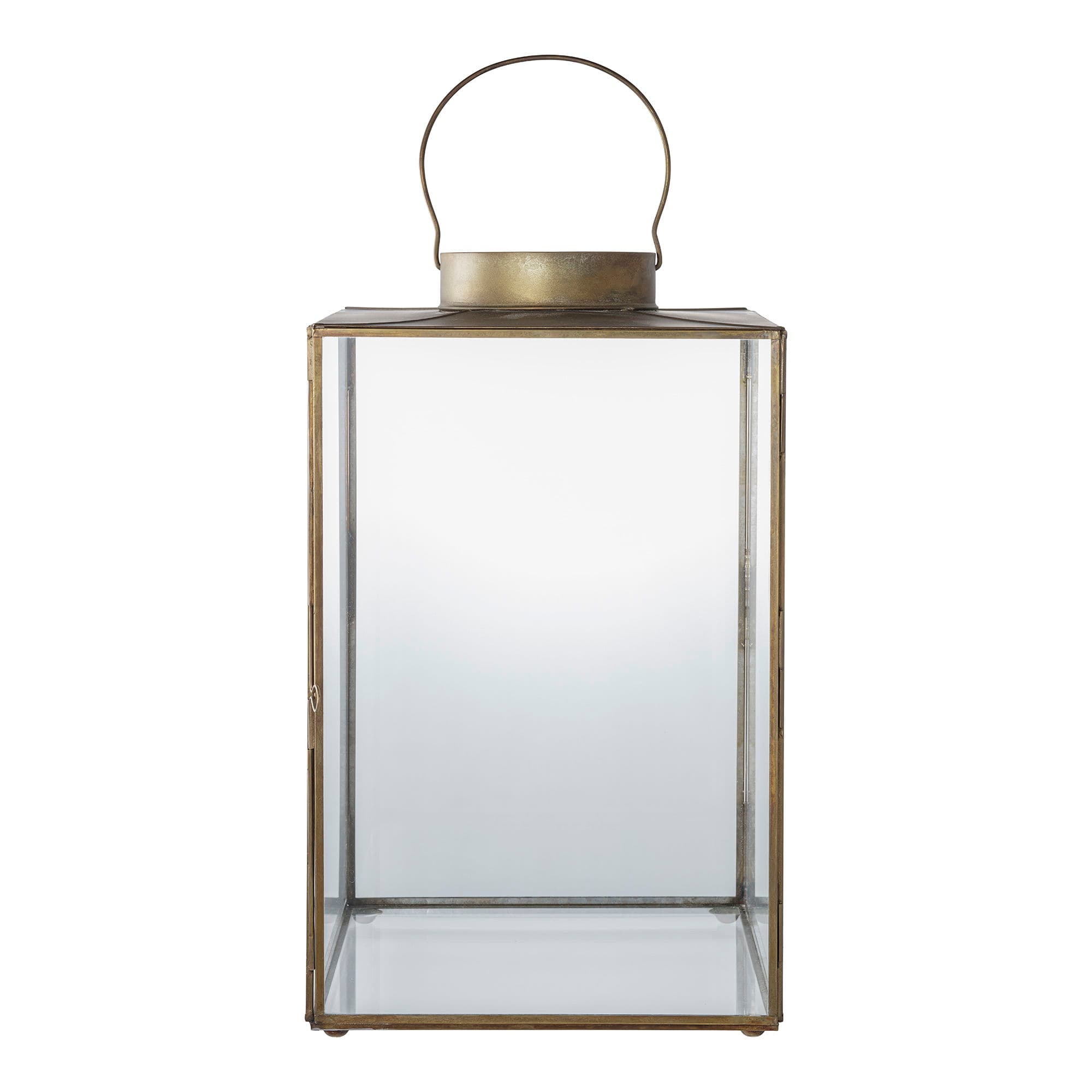 HOUSE NORDIC Mohali-lykta, med handtag - glas och metall i antik mässingsliknande utförande