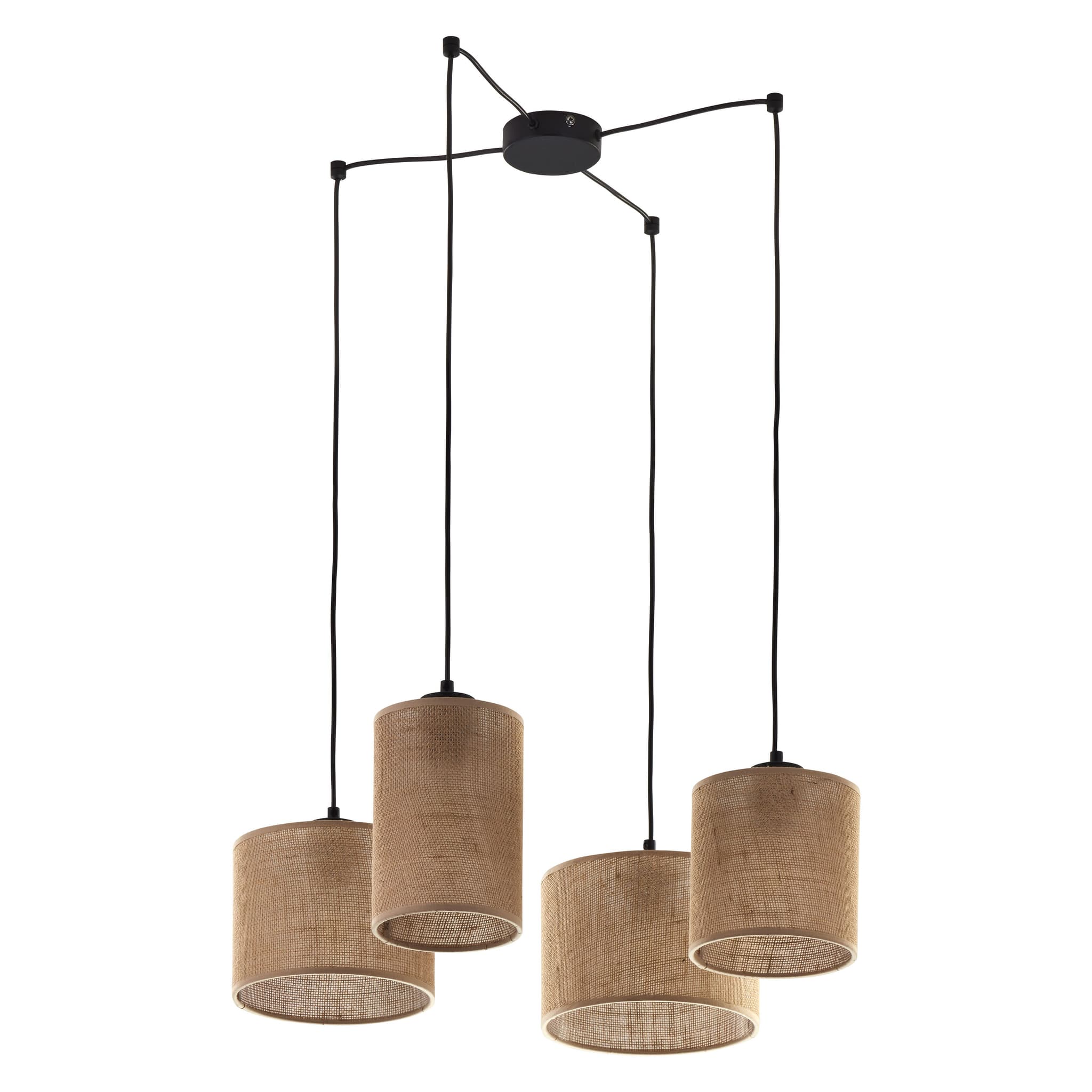 TK Jute taklampa, w. 4 skärmar - naturlig jute