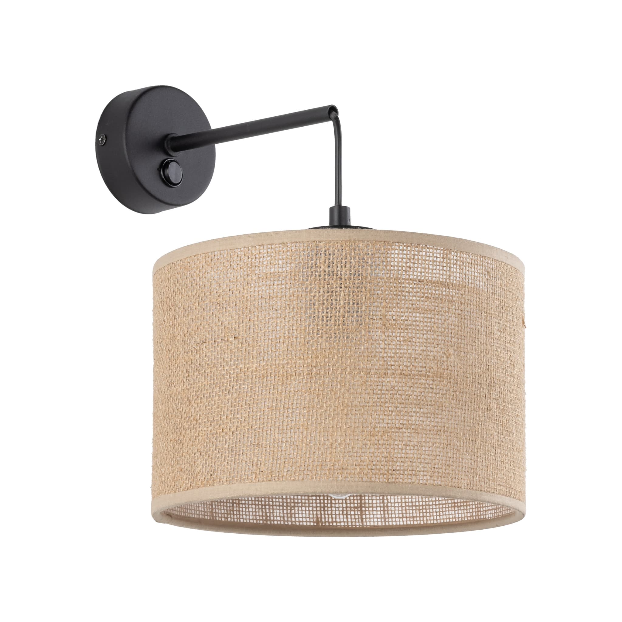 TK Jute vägglampa - naturlig jute och svart metall