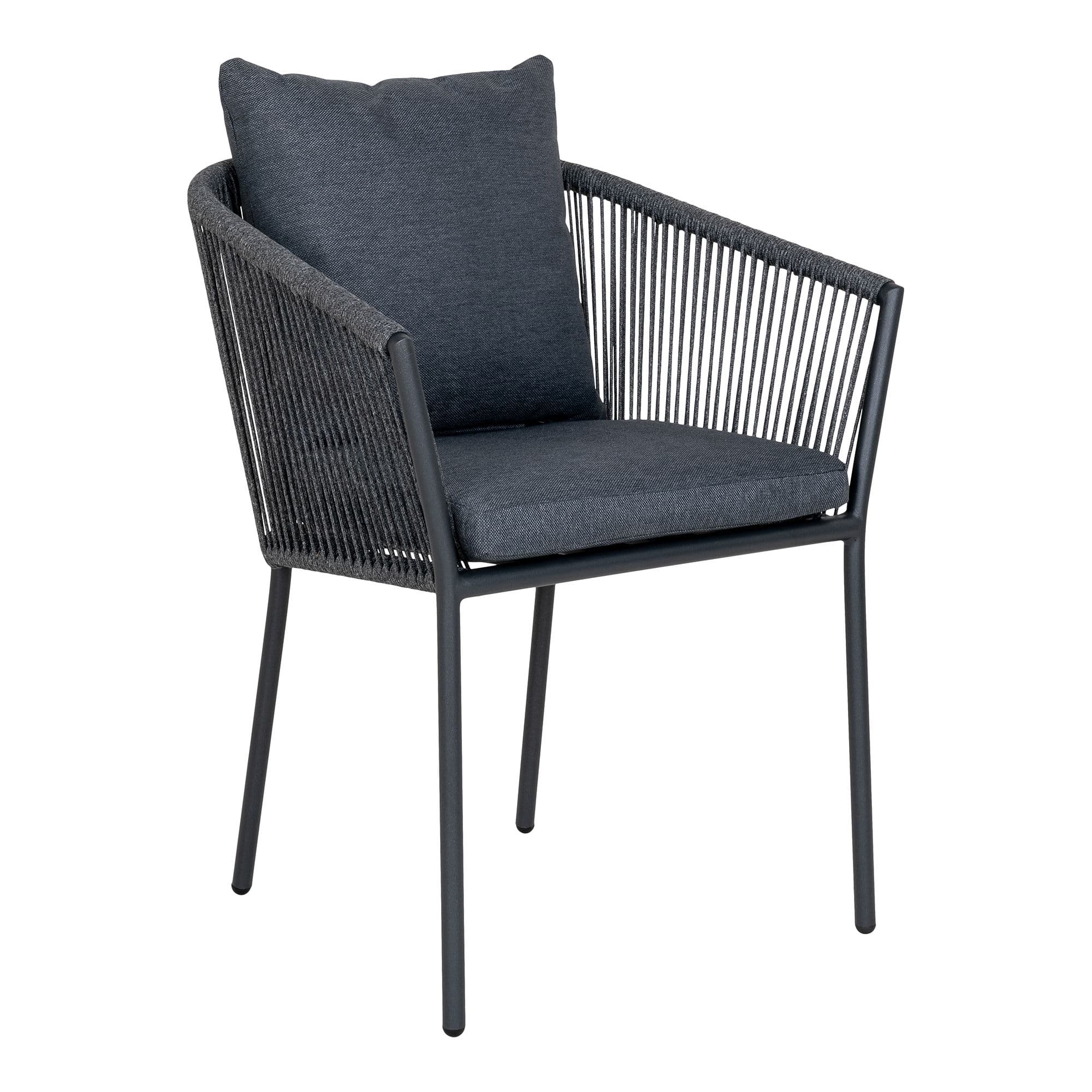 HOUSE NORDIC Salerno Matstol, aluminium/polyester, mörkgrå rep med svart ram, inkl. dämpa