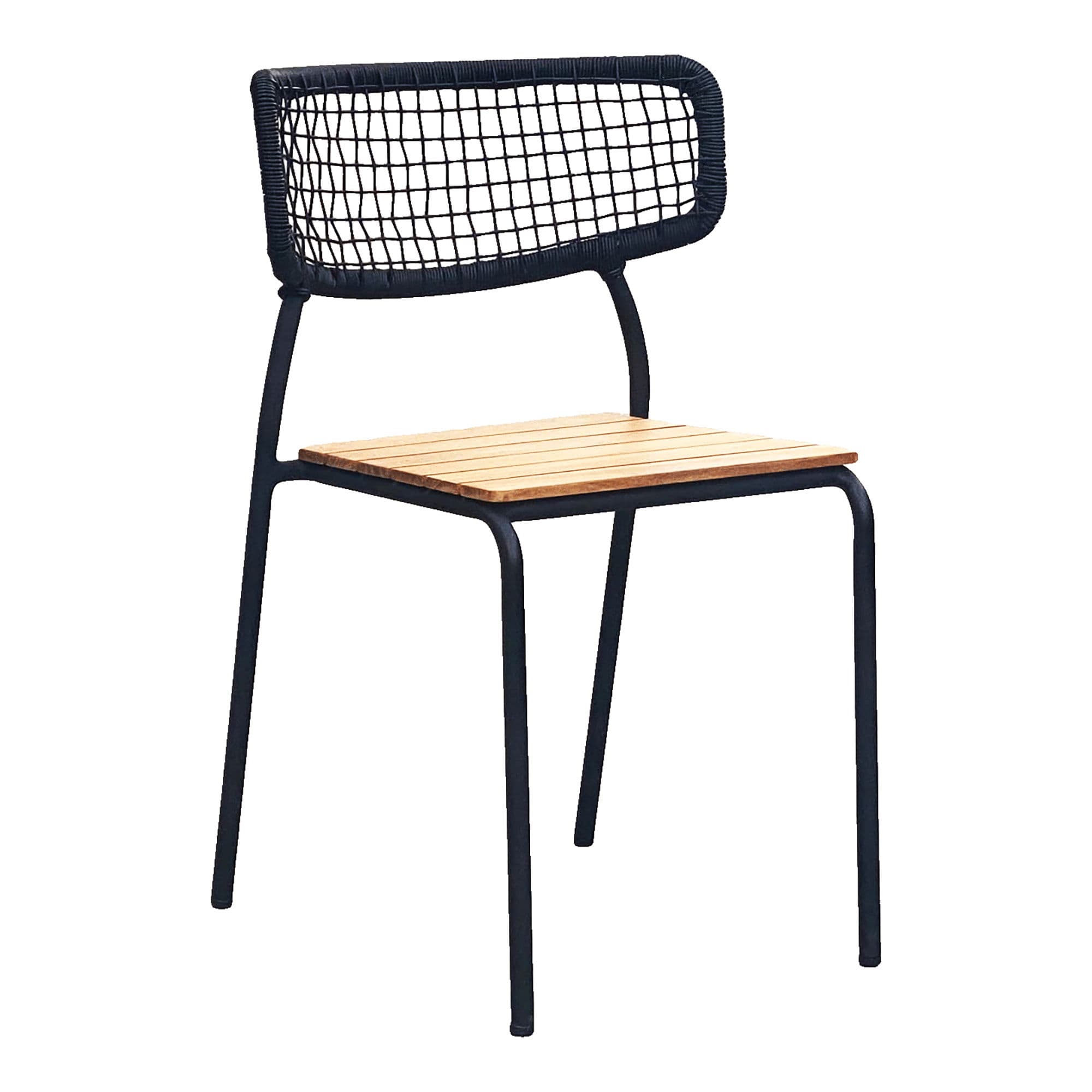 HOUSE NORDIC Nashville matstol - Matstol, teak, svart rep, svarta ben