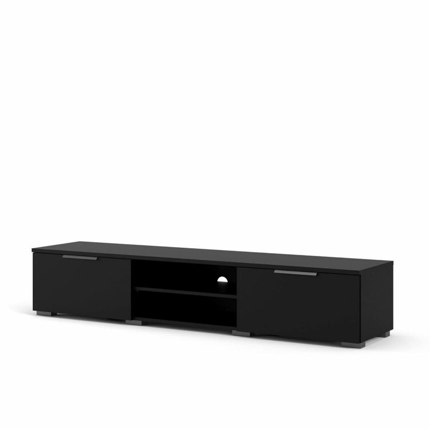 TVILUM Match TV-bord, med 1 Hyllplan och 2 Lådor - Svart Folie och Plast (172,7 x 39.9 cm)