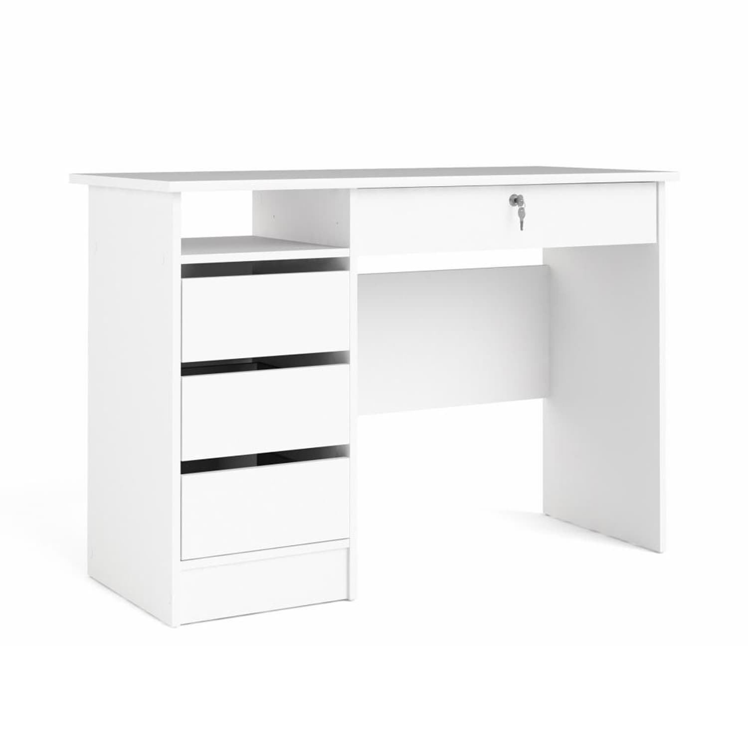 TWILUM Function Plus skrivbord, w. 1 fack och 4 lådor - vit folie och melamin (109,3x48,5)