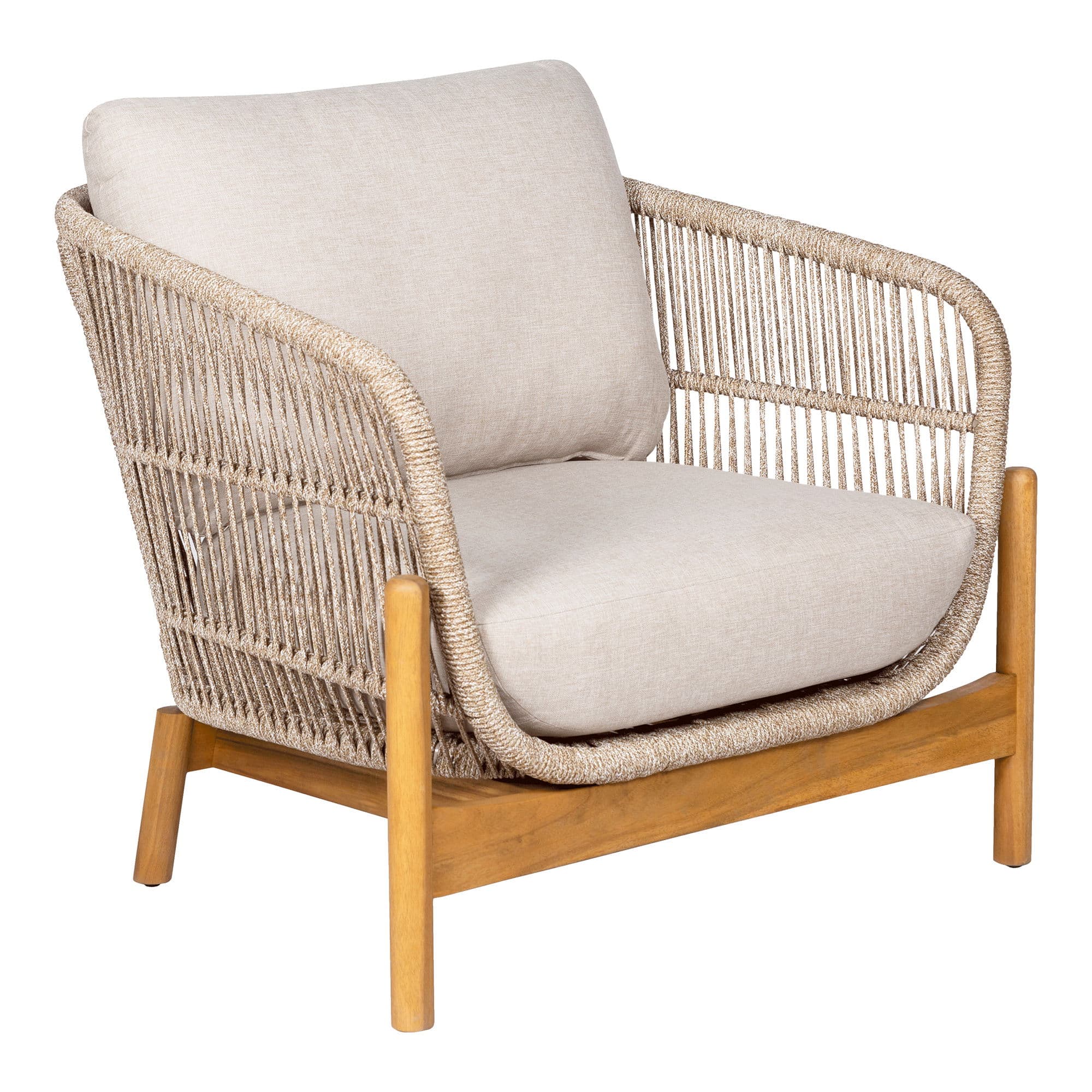 HOUSE NORDIC Terracina Lounge Chair - Loungefåtölj, akacia, beige, inkl. dyna