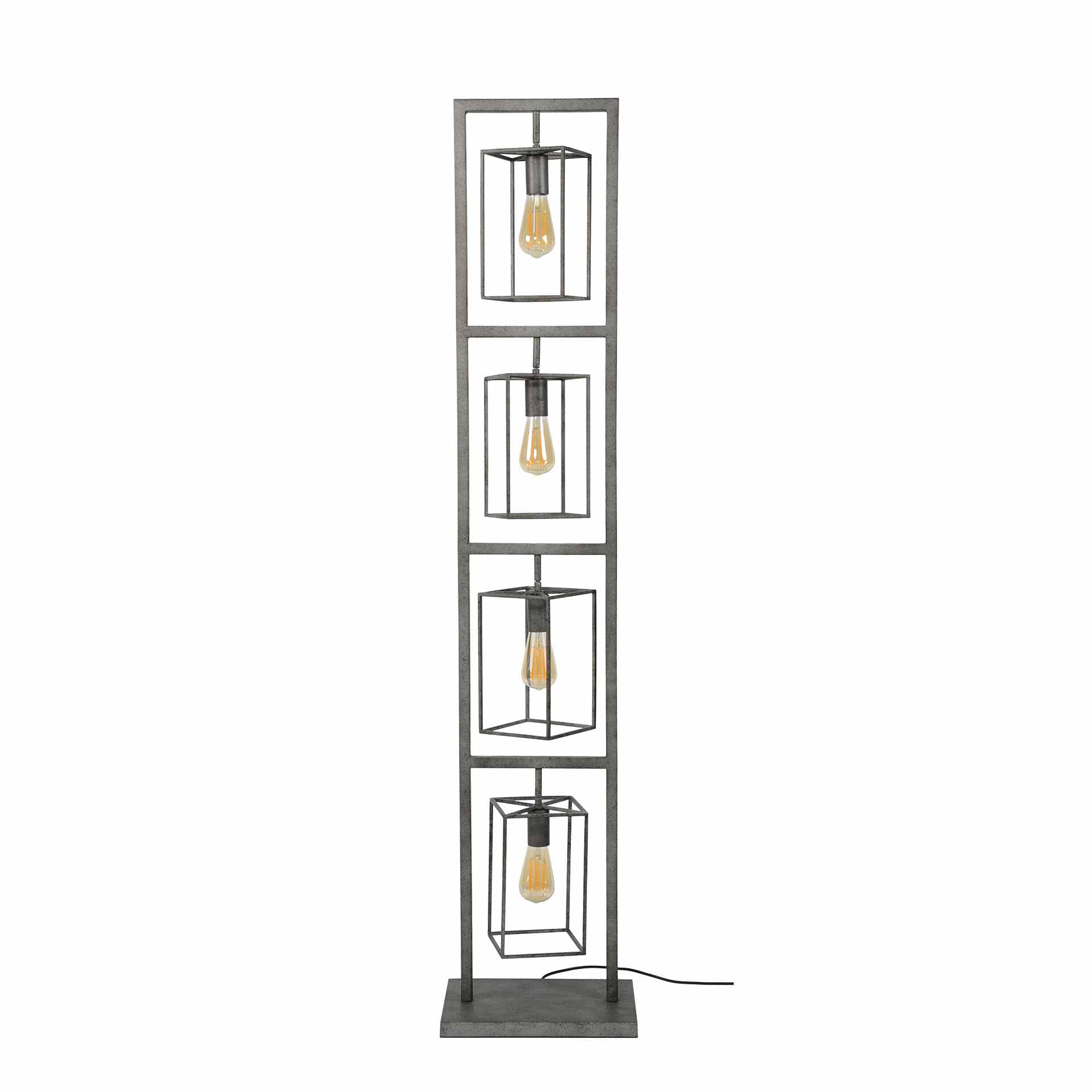 FURBO golvlampa - patinerat silverstål, w. 4 lampor