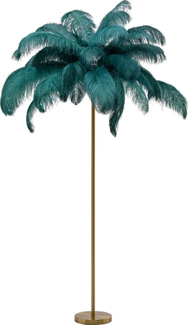 KARE DESIGN Feather Palm golvlampa - grön strutsfjäder och mässingsstål