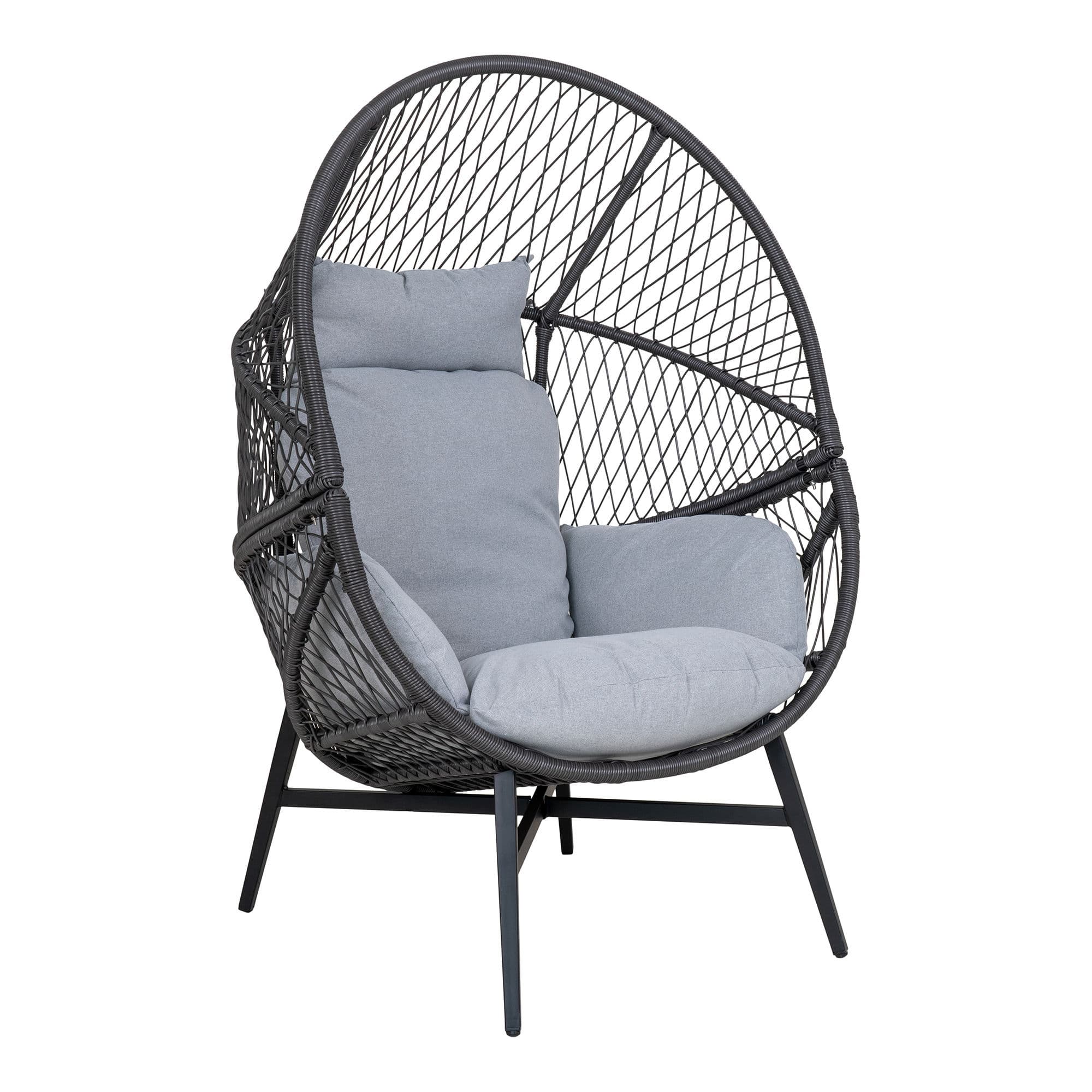 HOUSE NORDIC Fåtölj, polyrattan, svart, inkl. kuddar