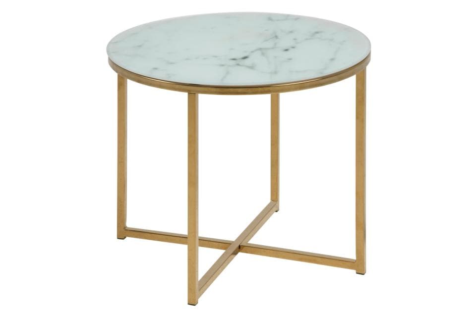 ACT NORDIC Alisma hörnbord - vit / guld marmor papper / metall, rund (Ø50)