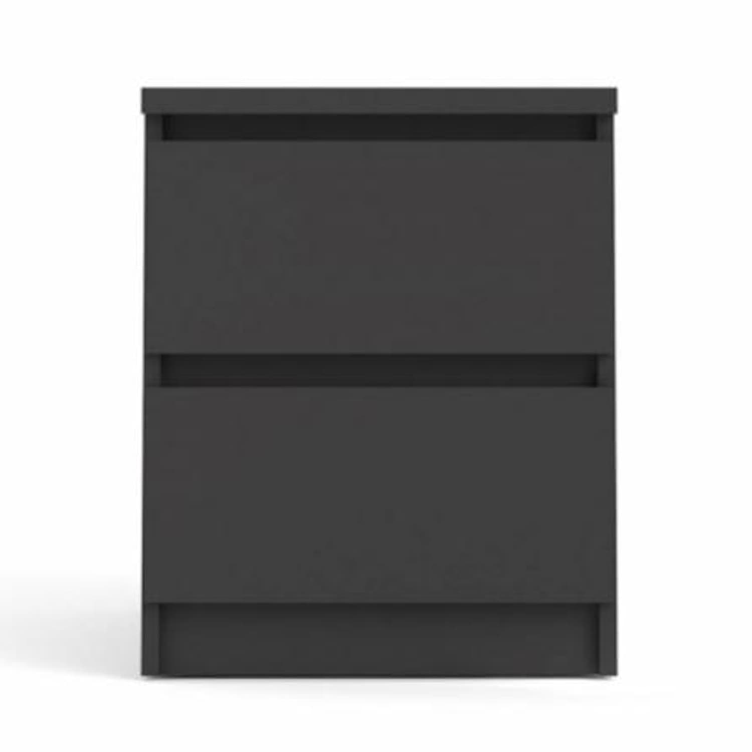 TVILUM Naia sängbord, med 2 lådor - svart folie och plast (40,4x50)