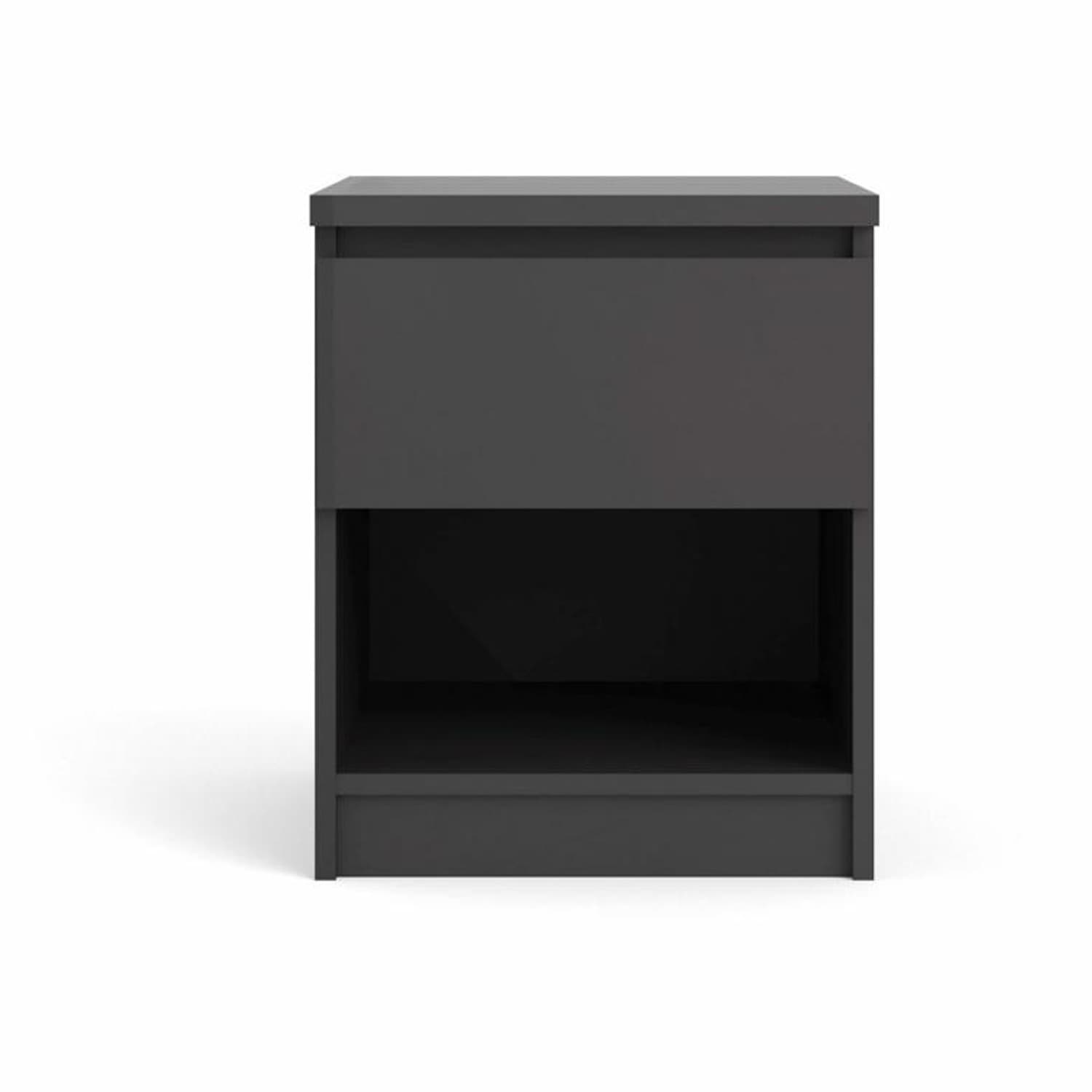 TVILUM Naia sängbord, med 1 fack och 1 låda - svart folie och plast (40,4x40)