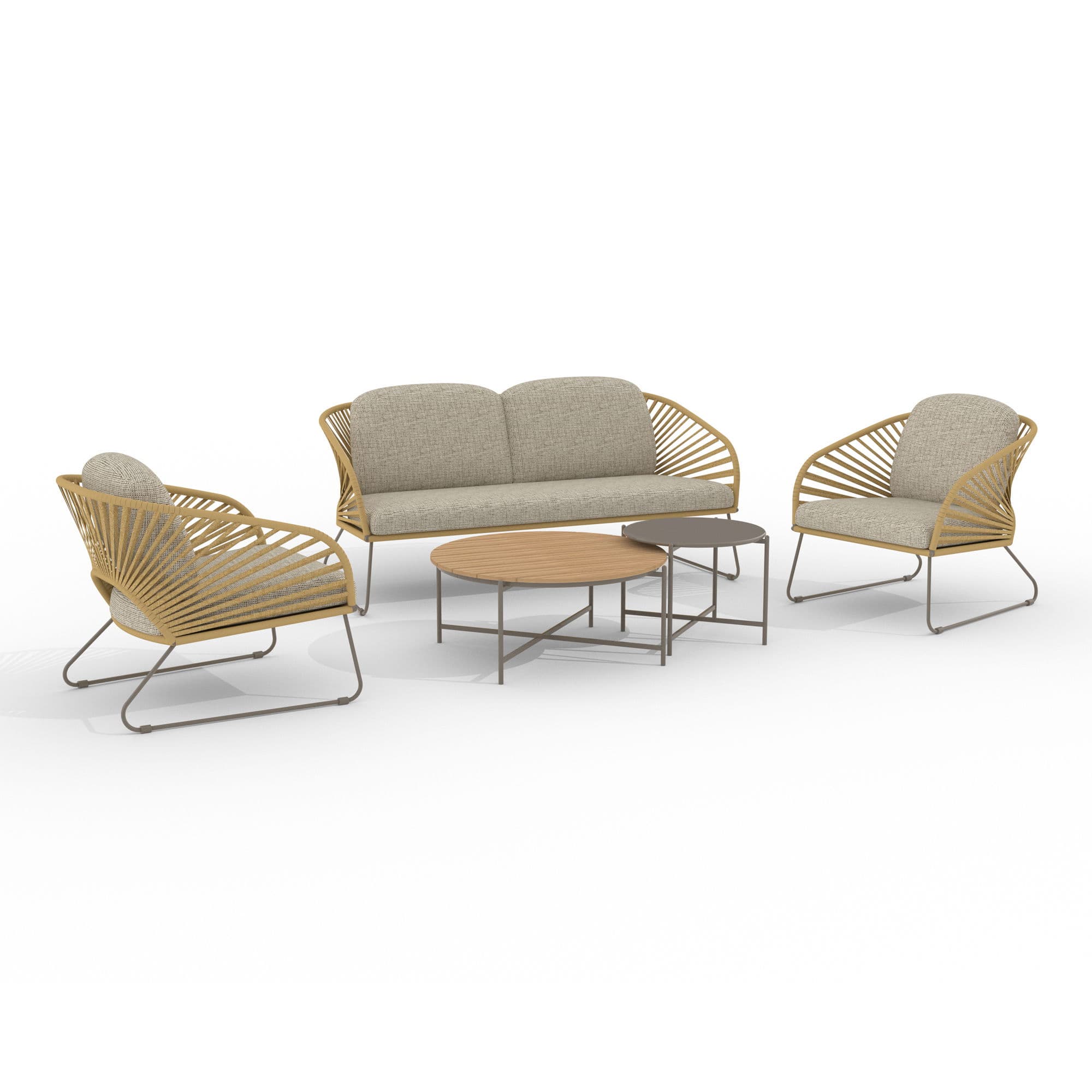 HOUSE NORDIC Novella Loungegrupp - Loungegrupp, stål, beige, sand, inkl. kuddar