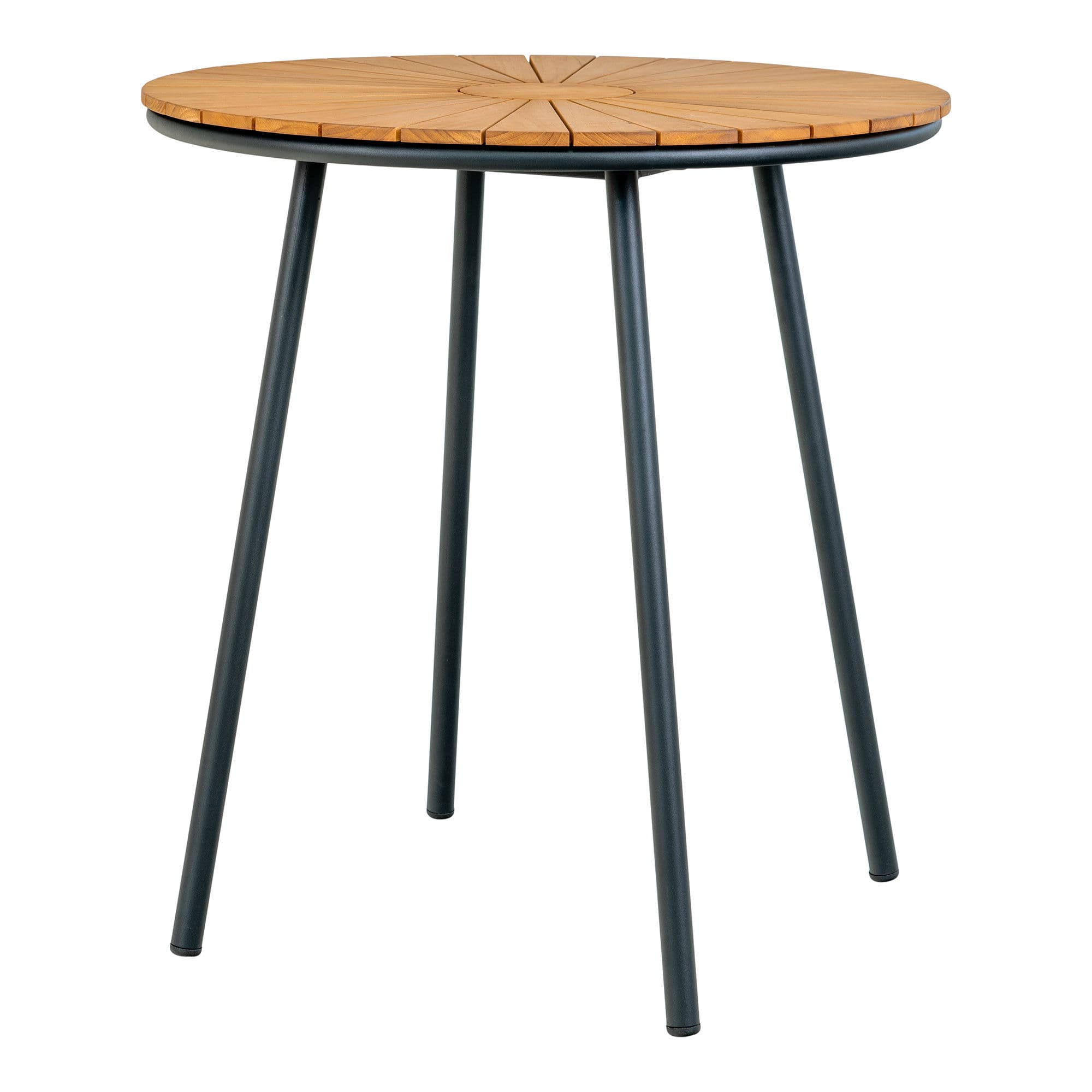 HOUSE NORDIC Cafébord, bordsskiva i teak, natur, svarta ben, ø70x74 cm