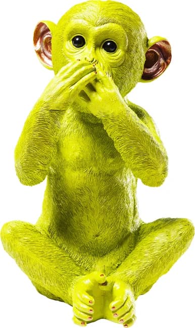 KARE DESIGN Monkey Iwazaru spargris - limegrön polyresin (H:35)